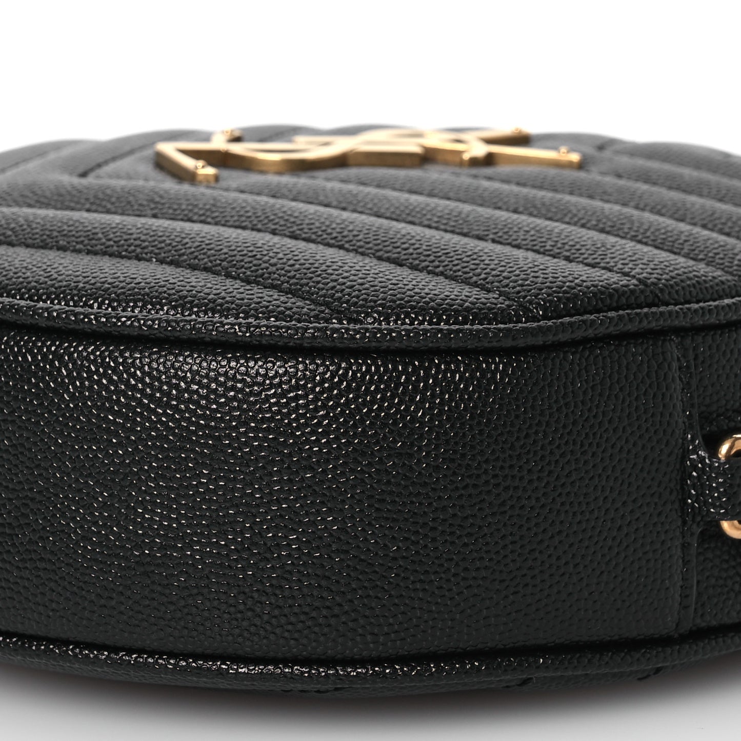 Grain De Poudre Matelasse Chevron Quilted Round Vinyle Camera Bag Black