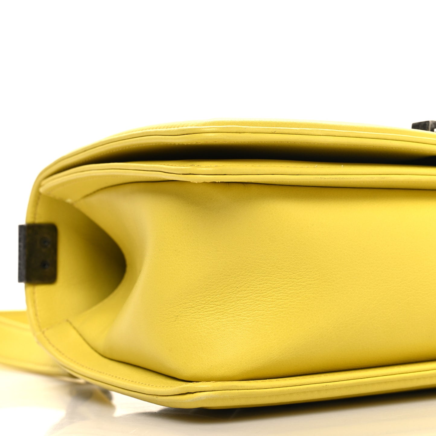 Calfskin Chevron Quilted Medium Boy Flap Yellow
