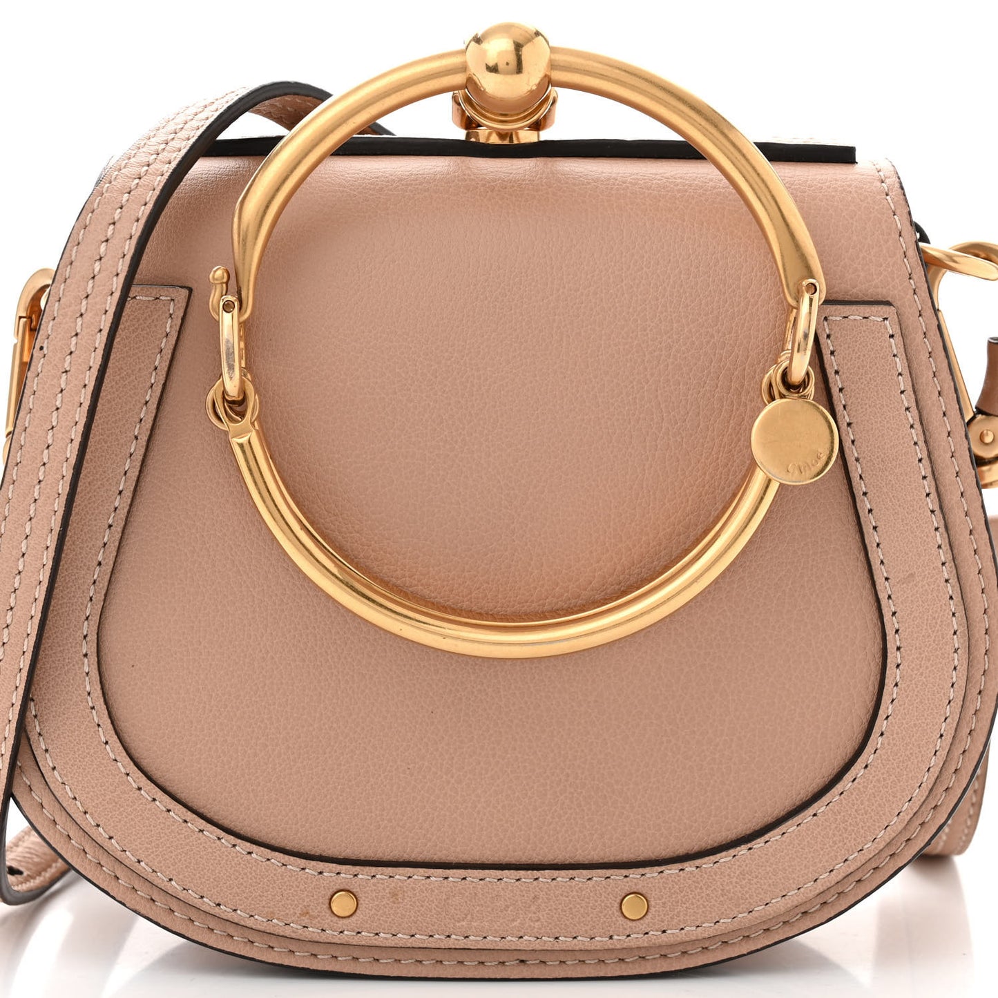 Calfskin Suede Small Nile Bracelet Bag Biscotti Beige