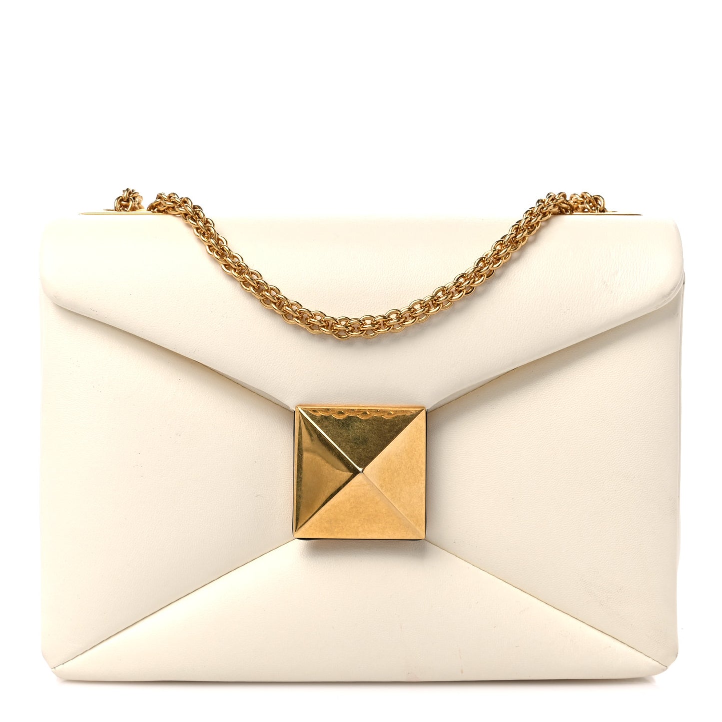 Nappa One Stud Chain Clutch Ivory