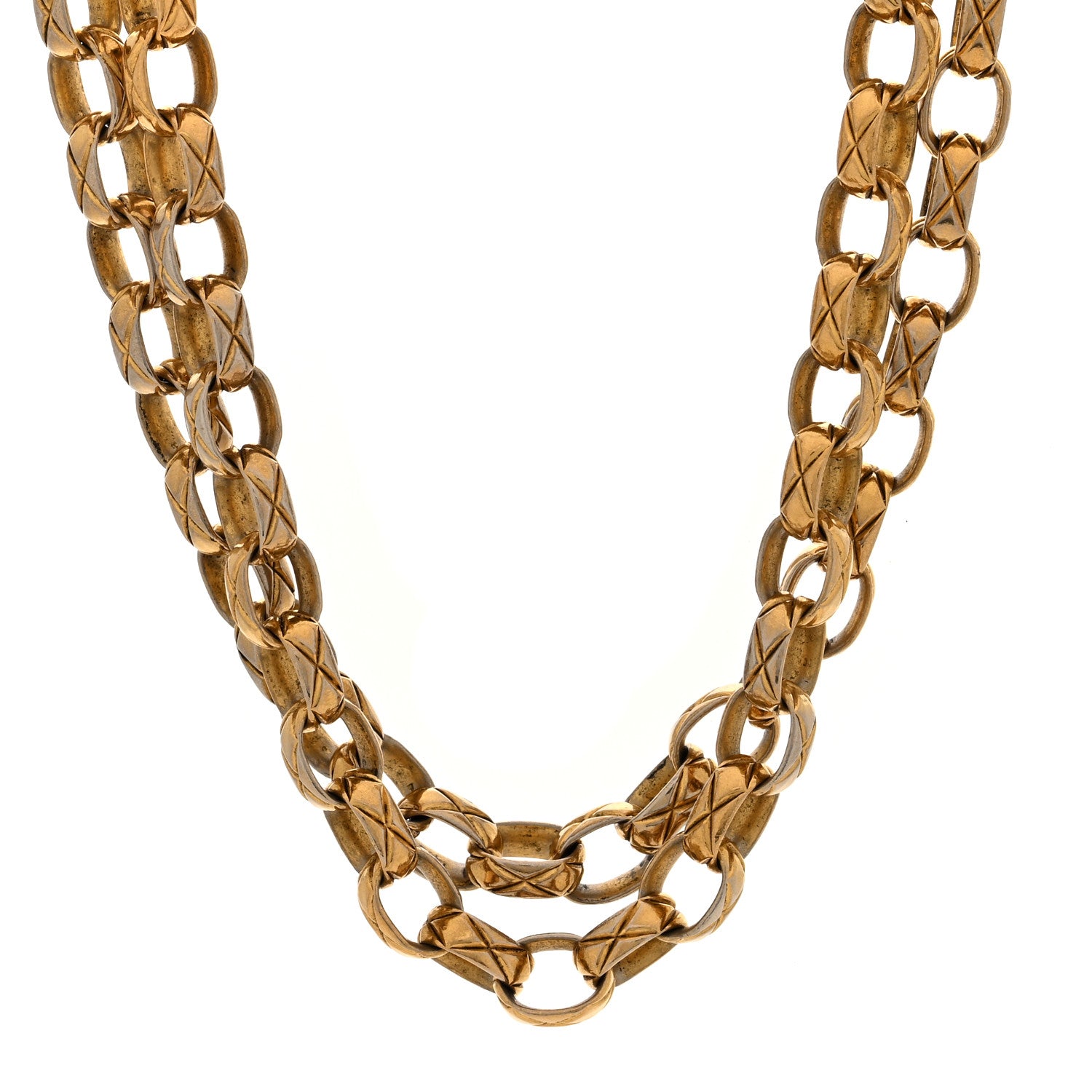 Chanel Metal Quilted Link Necklace Gold 1 of 5
