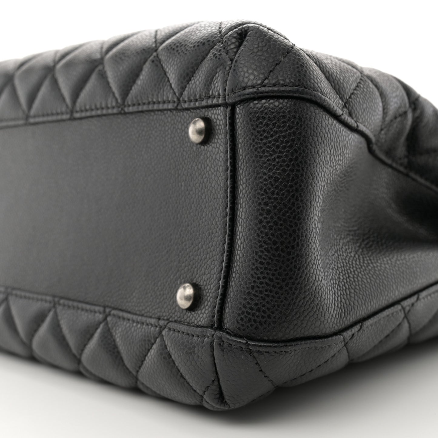 Caviar Quilted City Shopping Tote Black