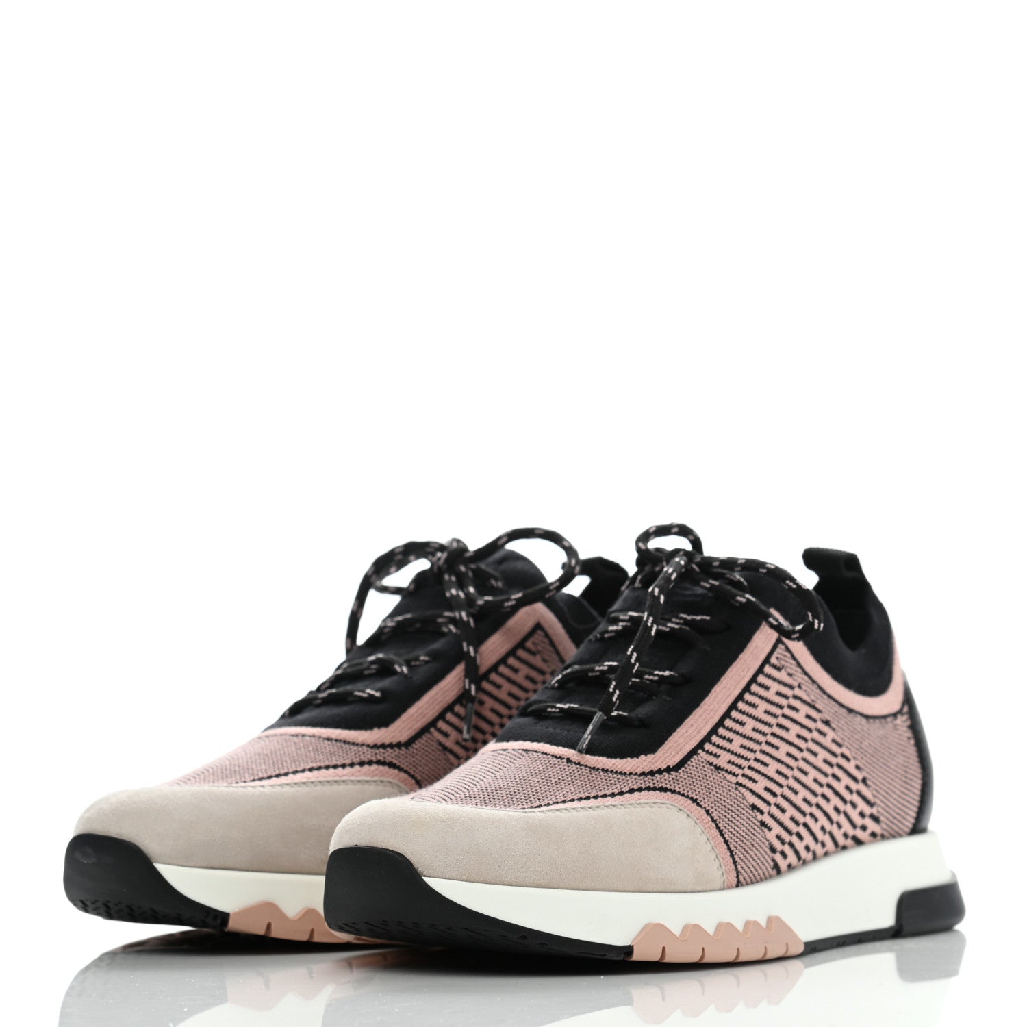 Hermes Knit Goatskin Womens Addict Sneakers 37.5 Black Multicolor 3 of 7