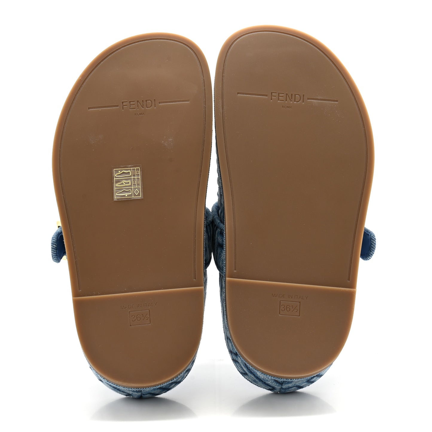 Denim Jacquard FF Womens Fendi Feel Buckled Mules 36.5 Blue