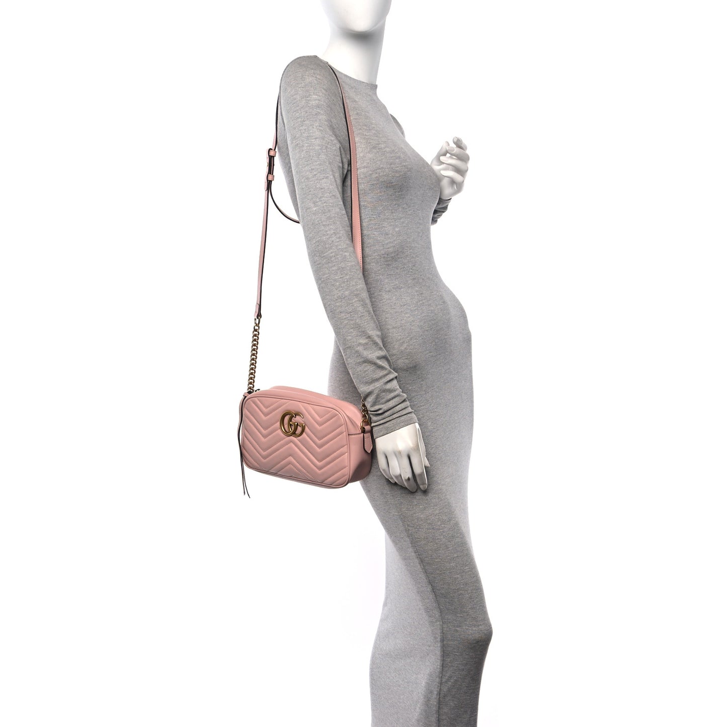 Calfskin Matelasse Small GG Marmont Chain Shoulder Bag Perfect Pink
