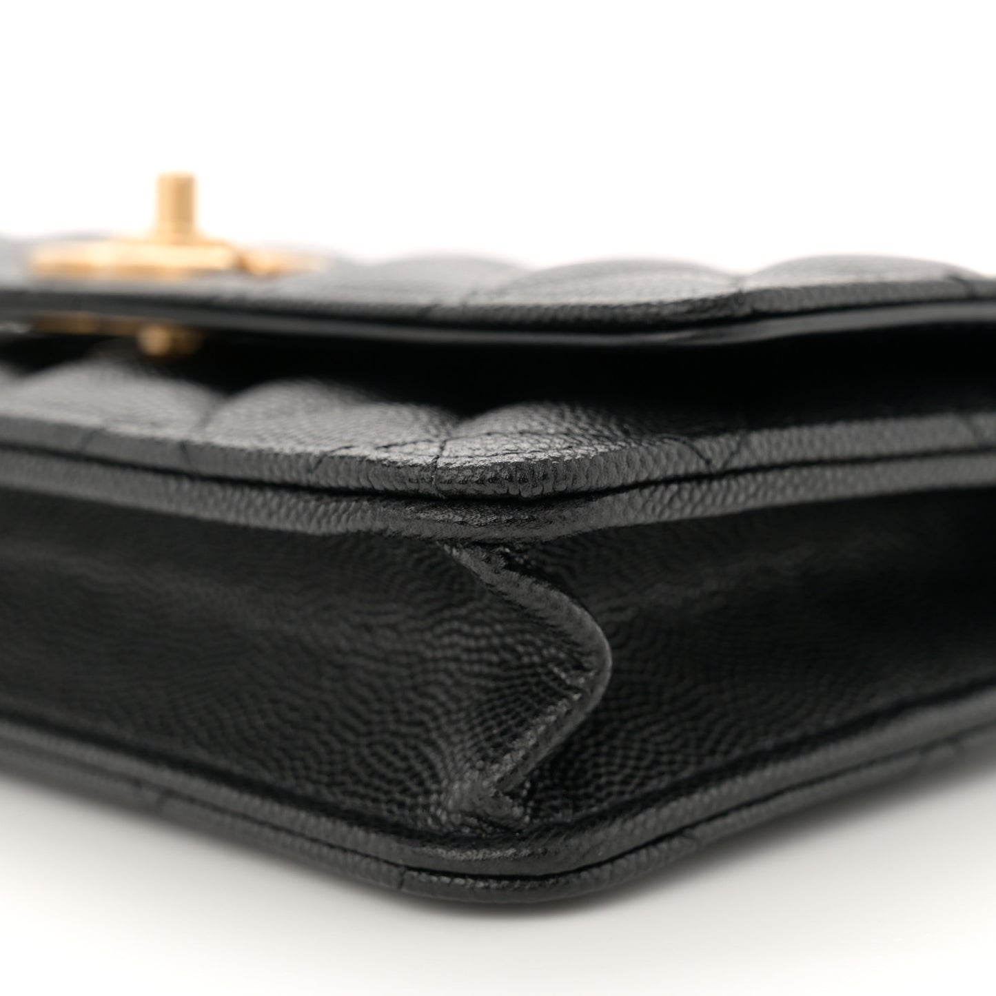 Caviar Quilted Camellia Wallet On Chain WOC Black