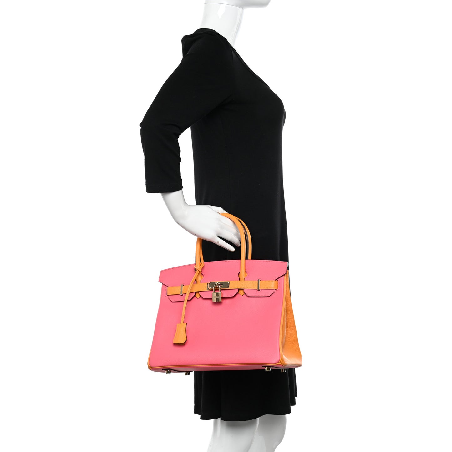 Epsom Horseshoe Birkin 30 Rose Azalee Jaune D'or