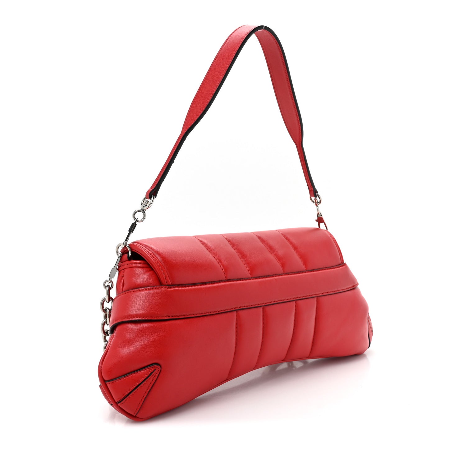 Nappa Vertical Matelasse Medium Maxi Horsebit Chain Shoulder Bag Beret Red