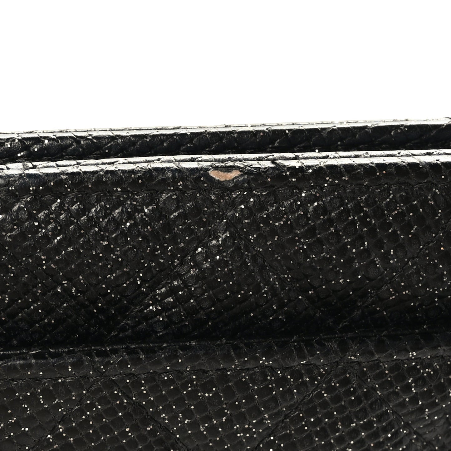 Glitter Calfskin Quilted Wallet on Chain WOC Black