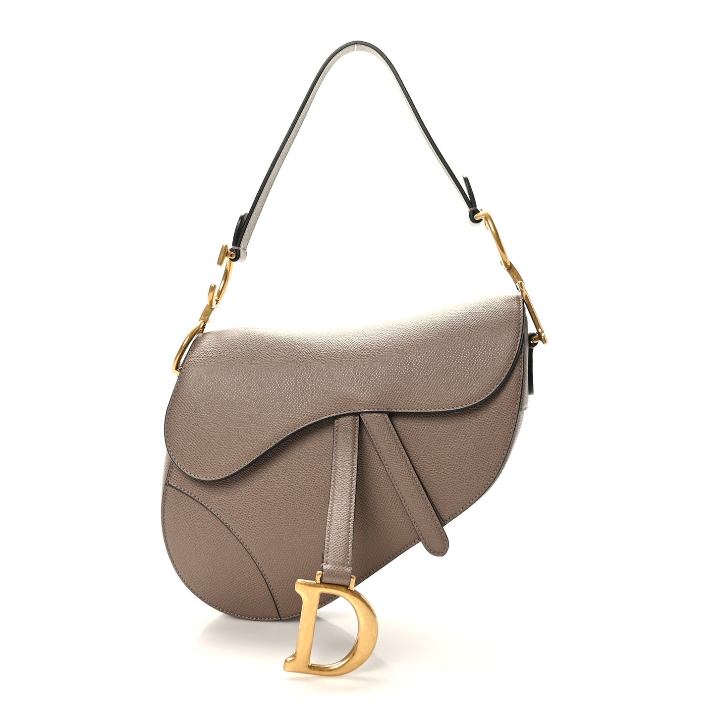 Grained Calfskin Saddle Bag Warm Taupe