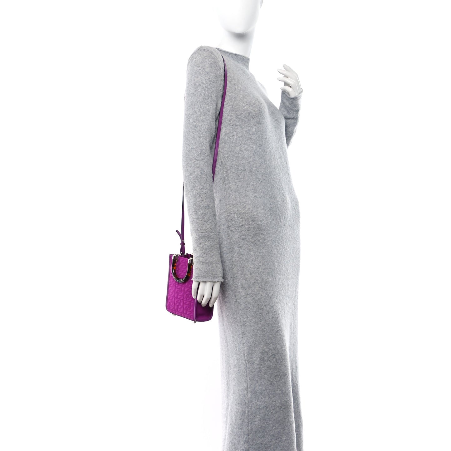 Technical Fabric Vitello Ceylon Plexiglass FF Mini Fendi Sunshine Shopper Tote Bouganville