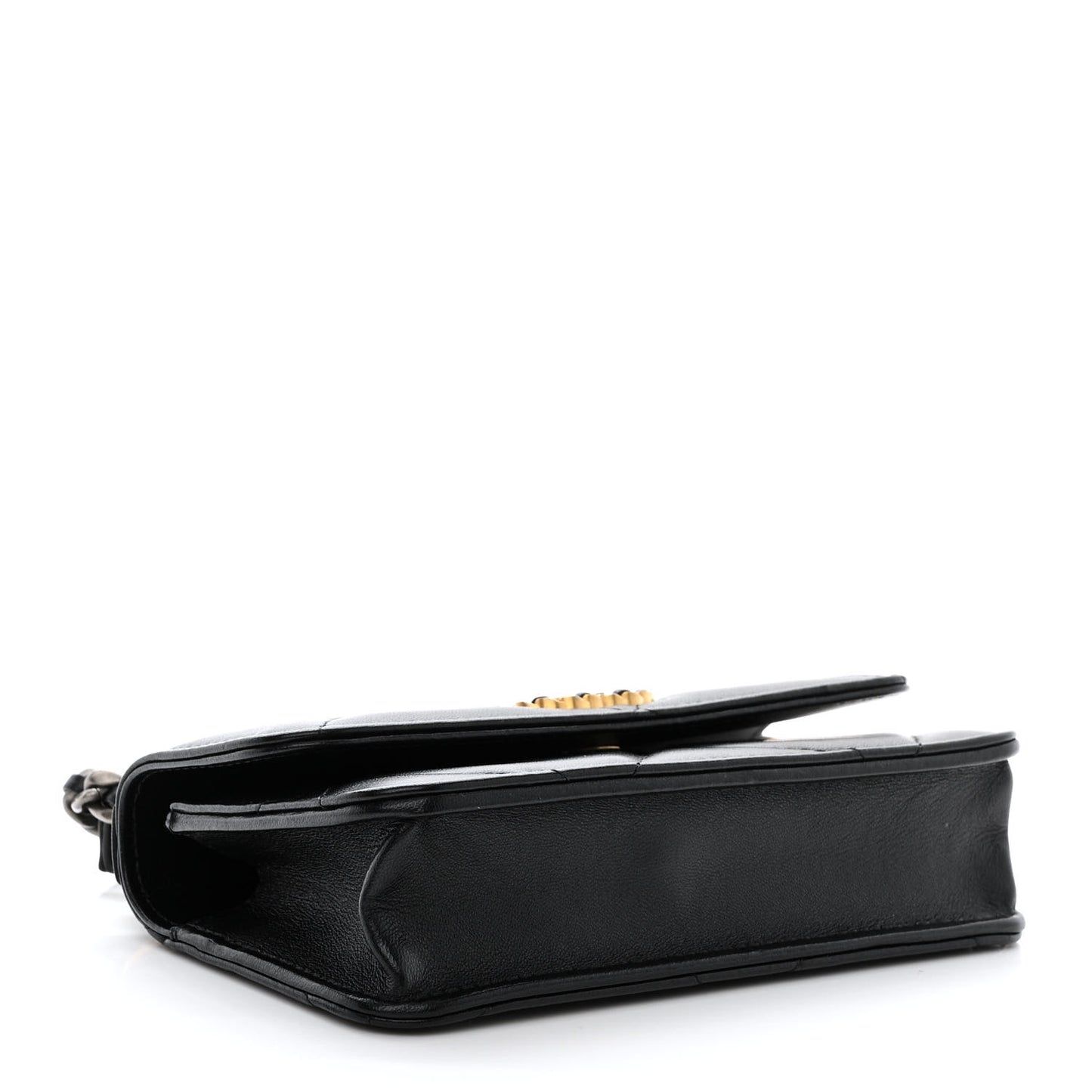 Lambskin Quilted Chanel 19 Flap Phone Holder With Chain Black