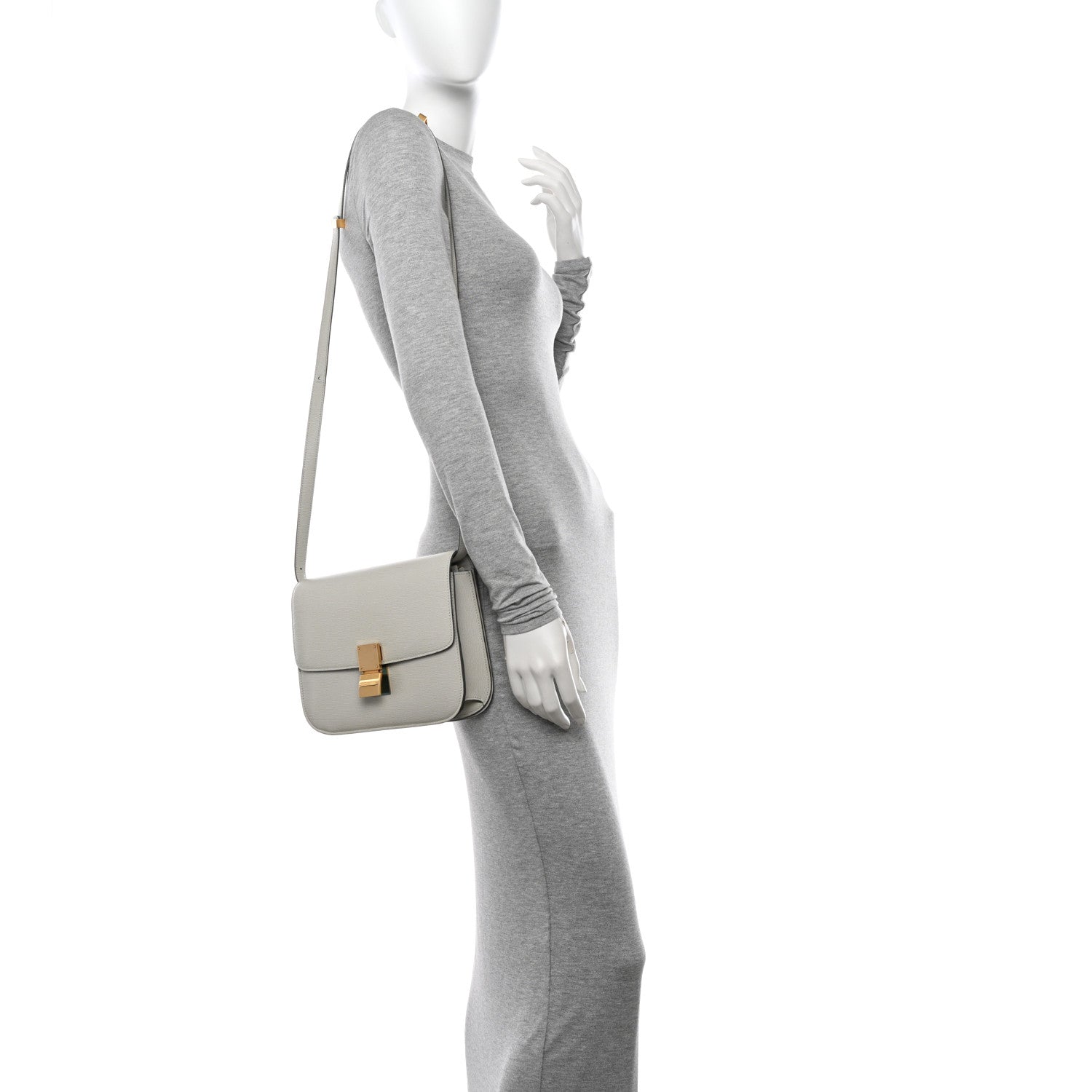 Celine Liege Calfskin Medium Classic Box Flap Bag Pale Grey 2 of 13