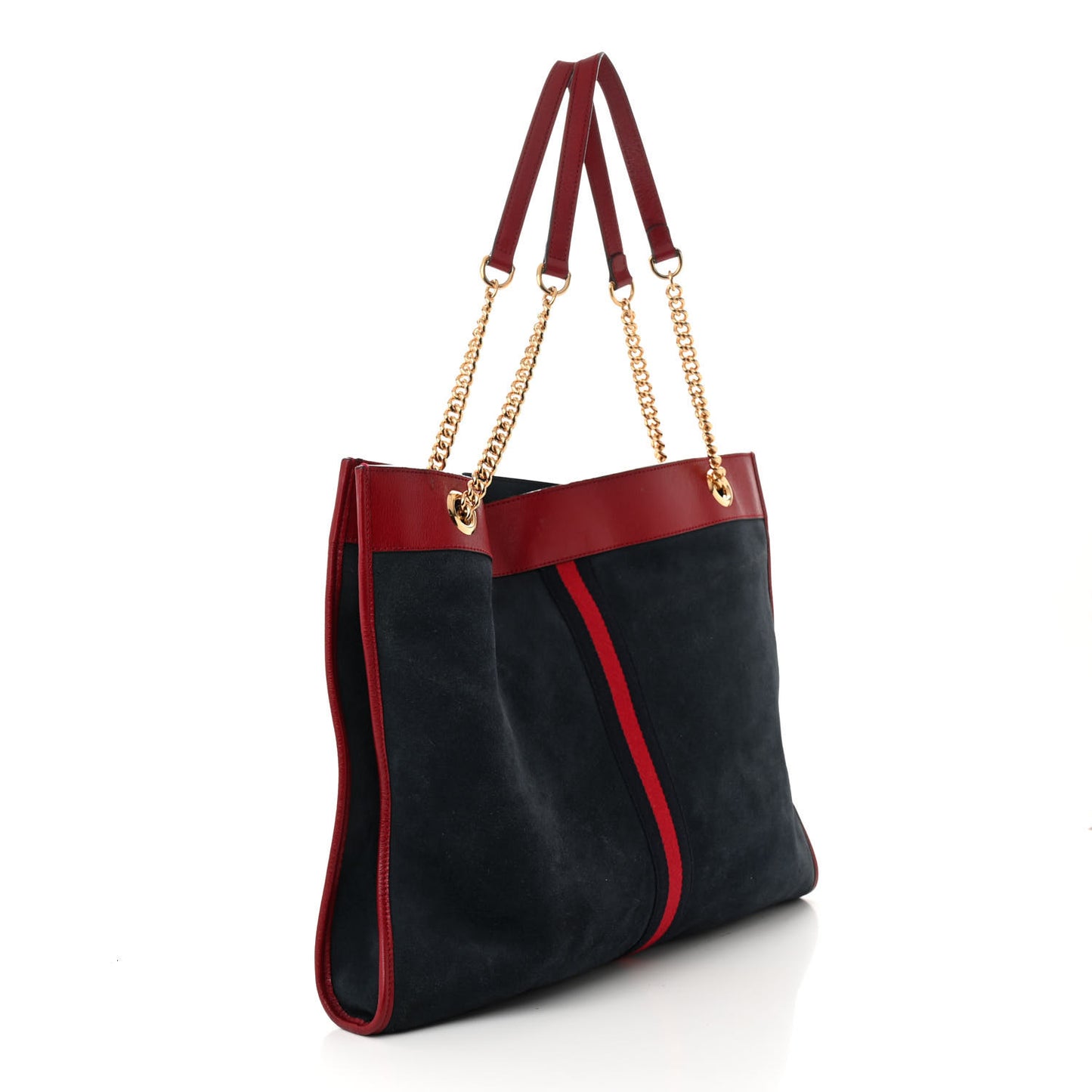 Suede Calfskin Large Rajah Chain Tote New Blue Romantic Cherry