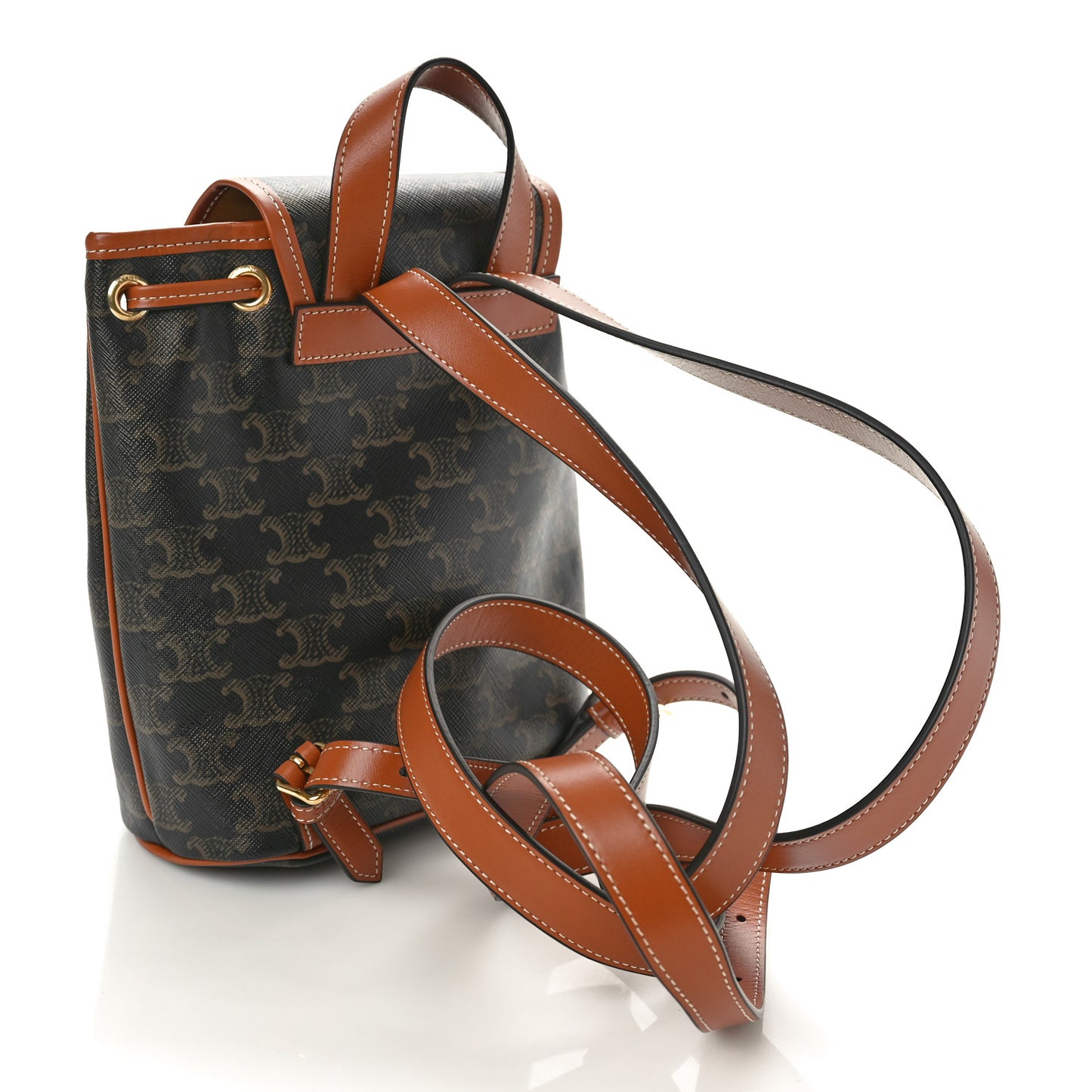 Triomphe Canvas Calfskin Mini Folco Backpack Tan