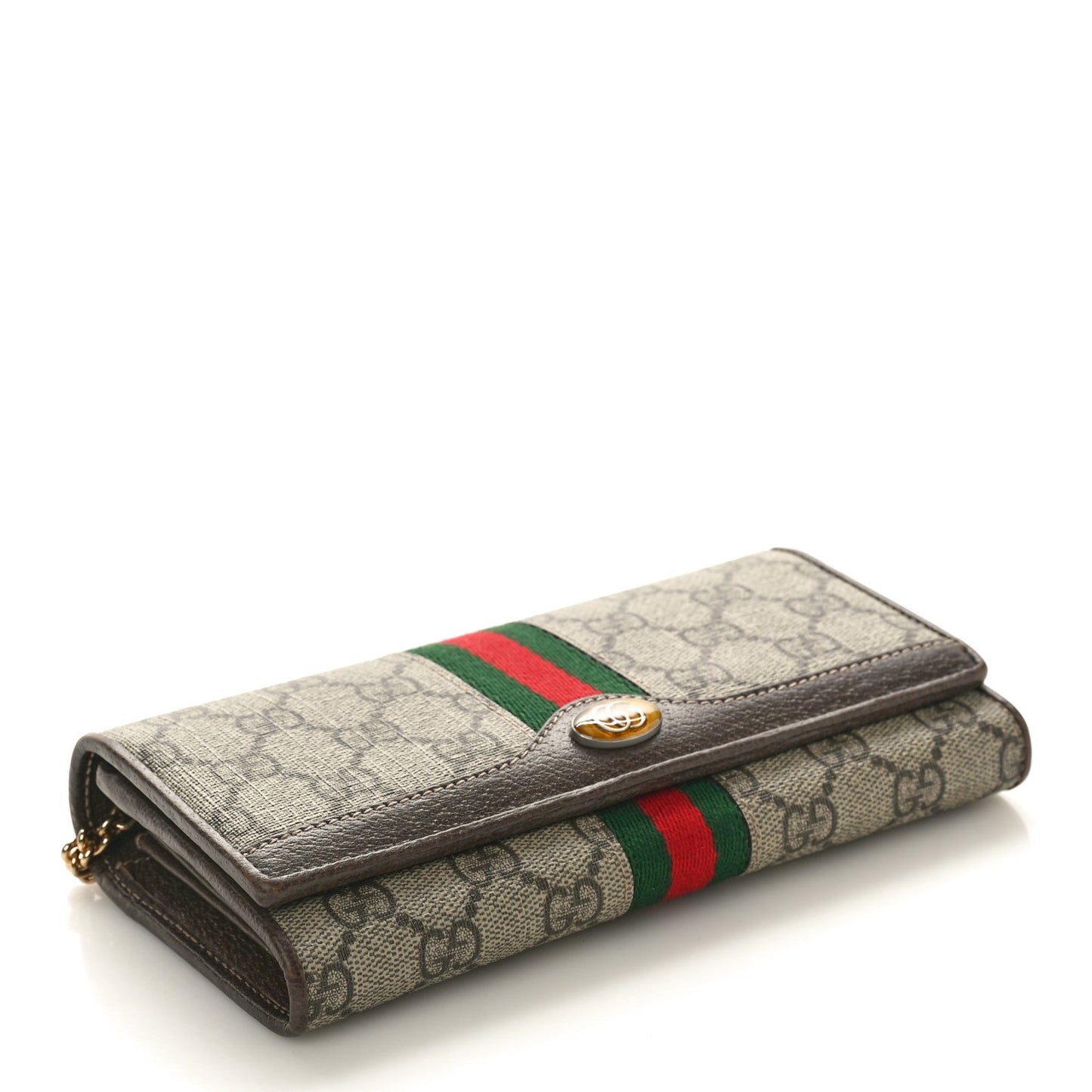 GG Supreme Monogram Web Ophidia Wallet On Chain Brown