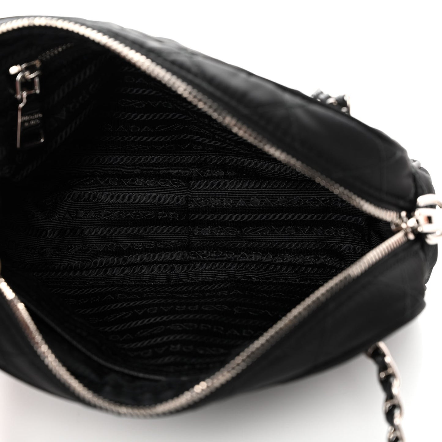 Nylon Tessuto Impuntu Quilted Bandoliera Crossbody Bag Black