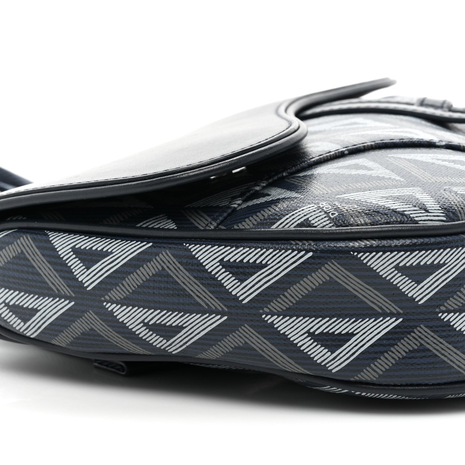 Christian Dior Coated Canvas Calfskin CD Diamond Mens Saddle Bag Navy 8 of 11