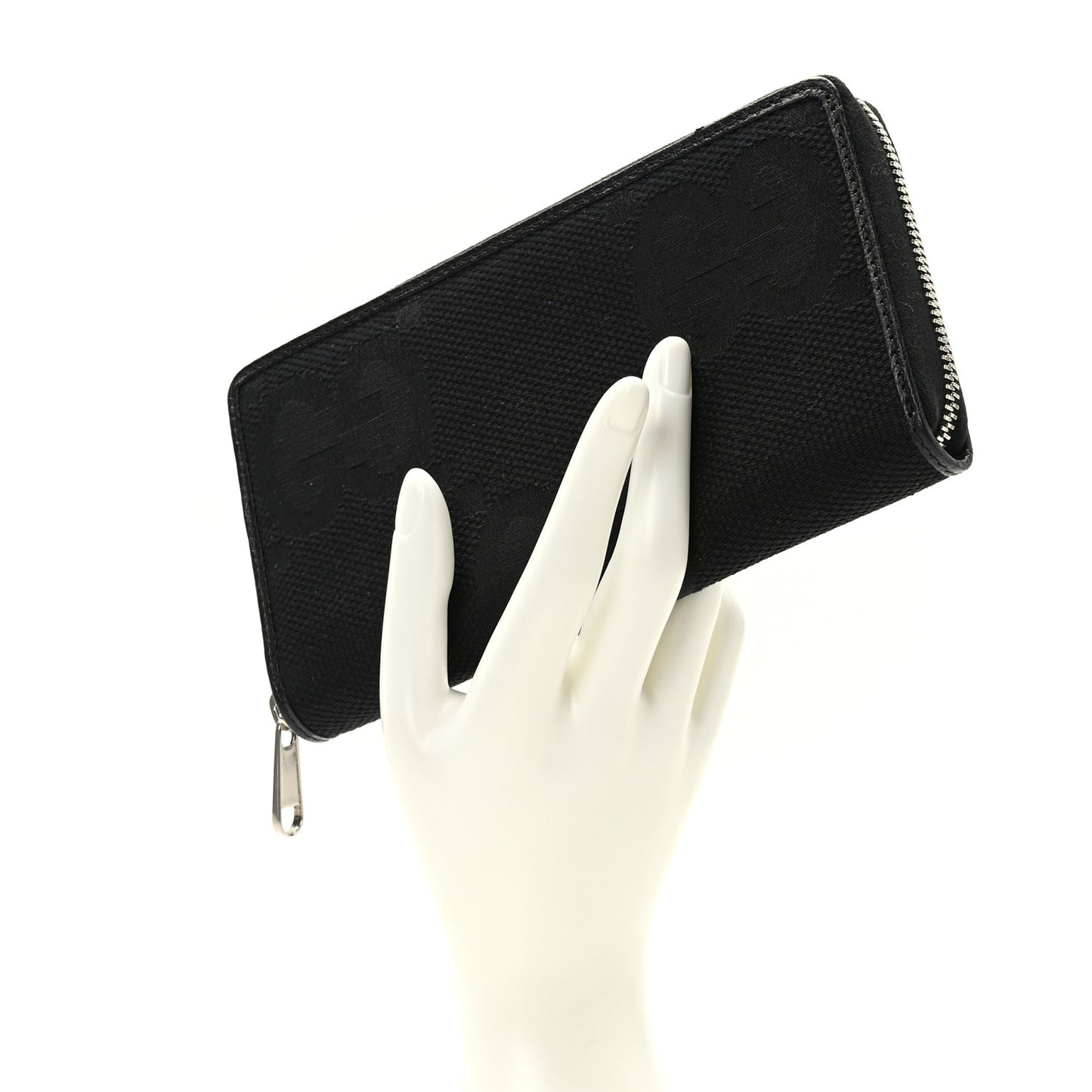 Canvas Monogram Jumbo GG Textured Dollar Calfskin Continental Wallet Black