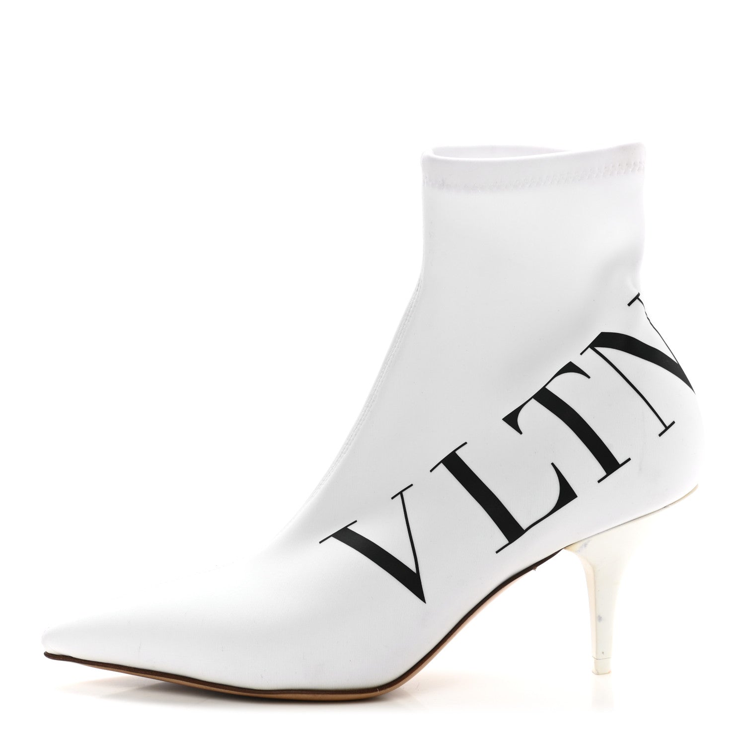 Valentino Garavani Eco Leather VLTN 70mm Sock Booties 36 White Black 1 of 8
