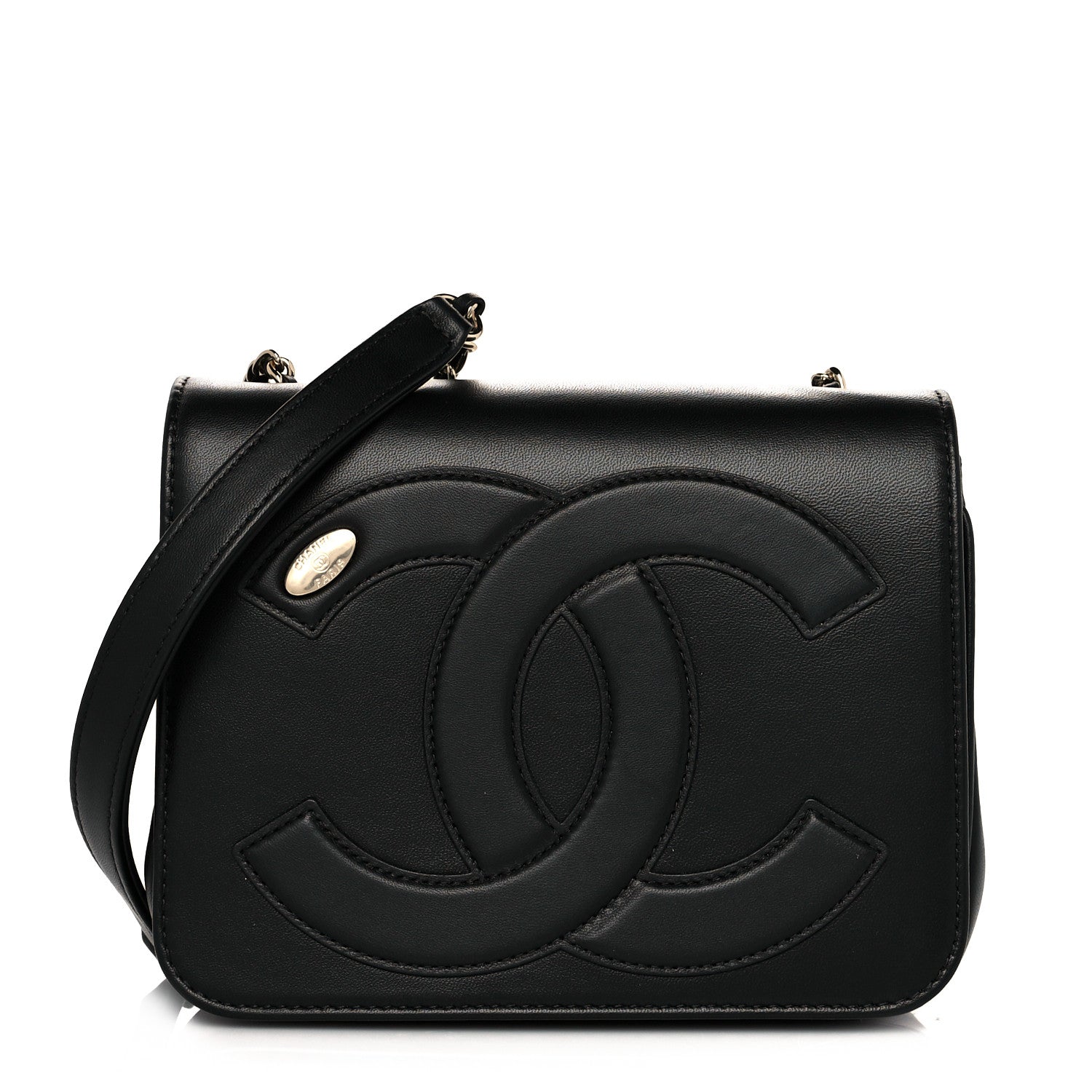 Chanel Lambskin CC Mania Flap Bag Black 1041887 – FASHIONPHILE