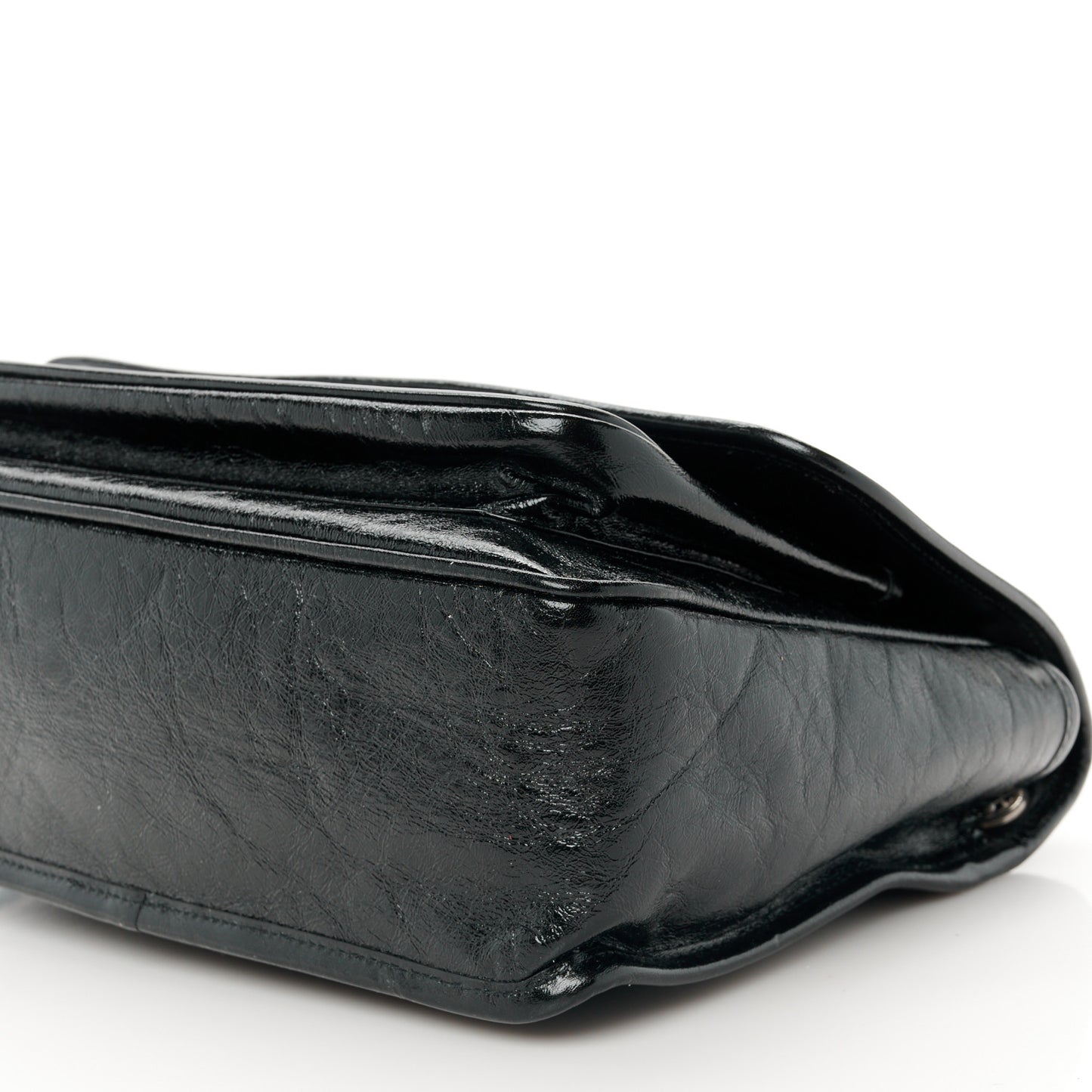Crinkled Calfskin Monogram Medium Niki Chain Satchel Black