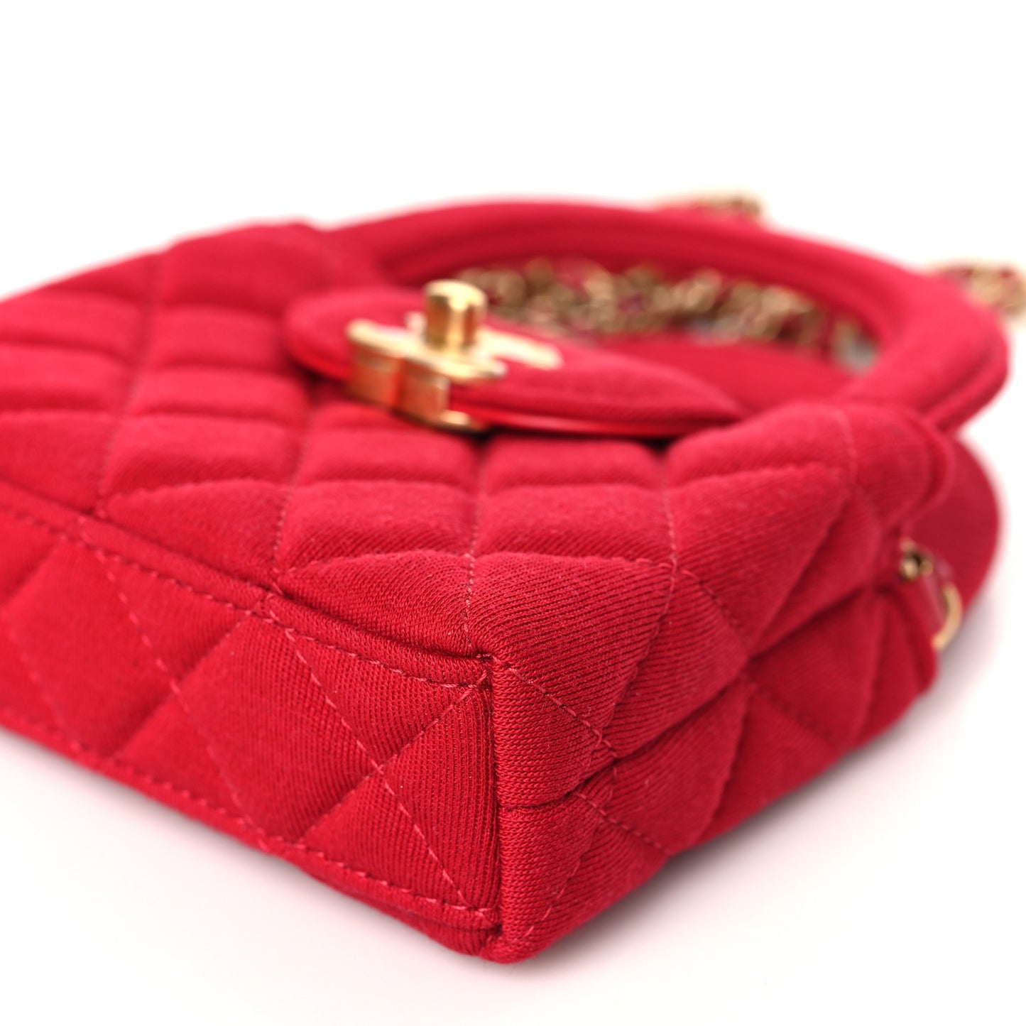 Jersey Quilted Mini Nano Kelly Shopper Red