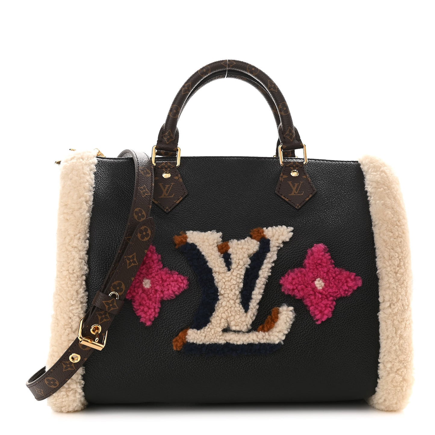 Calfskin Monogram Teddy Speedy Bandouliere 30 Black