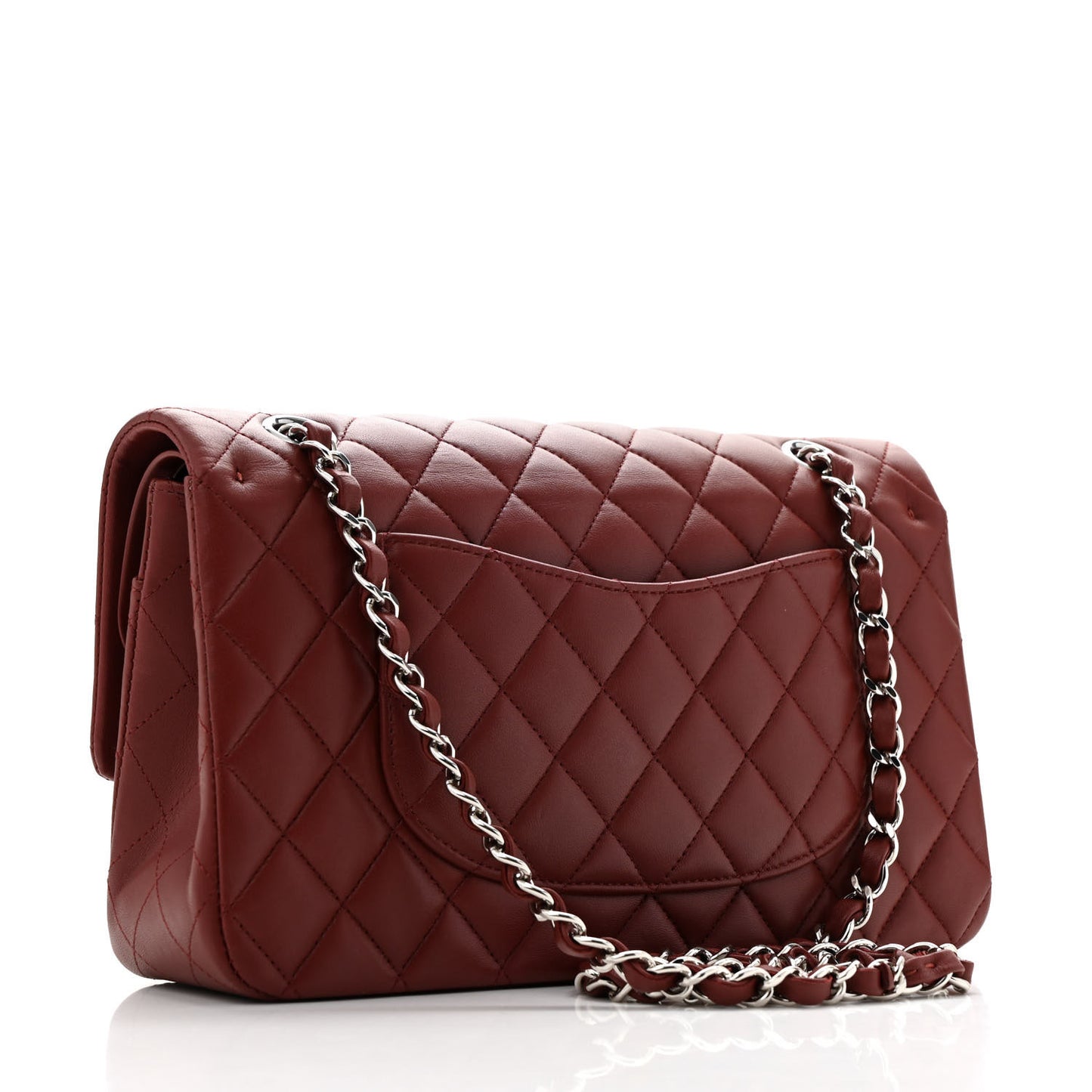 Lambskin Quilted Medium Double Flap Burgundy