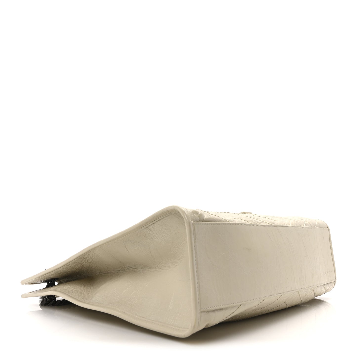 Crinkled Calfskin Matelasse Monogram Large Niki Shopper Tote Cream Soft