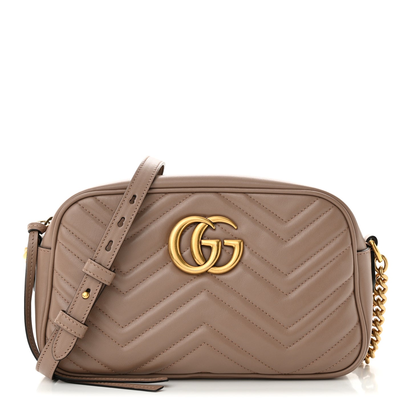 Calfskin Matelasse Small GG Marmont Chain Shoulder Bag Porcelain Rose