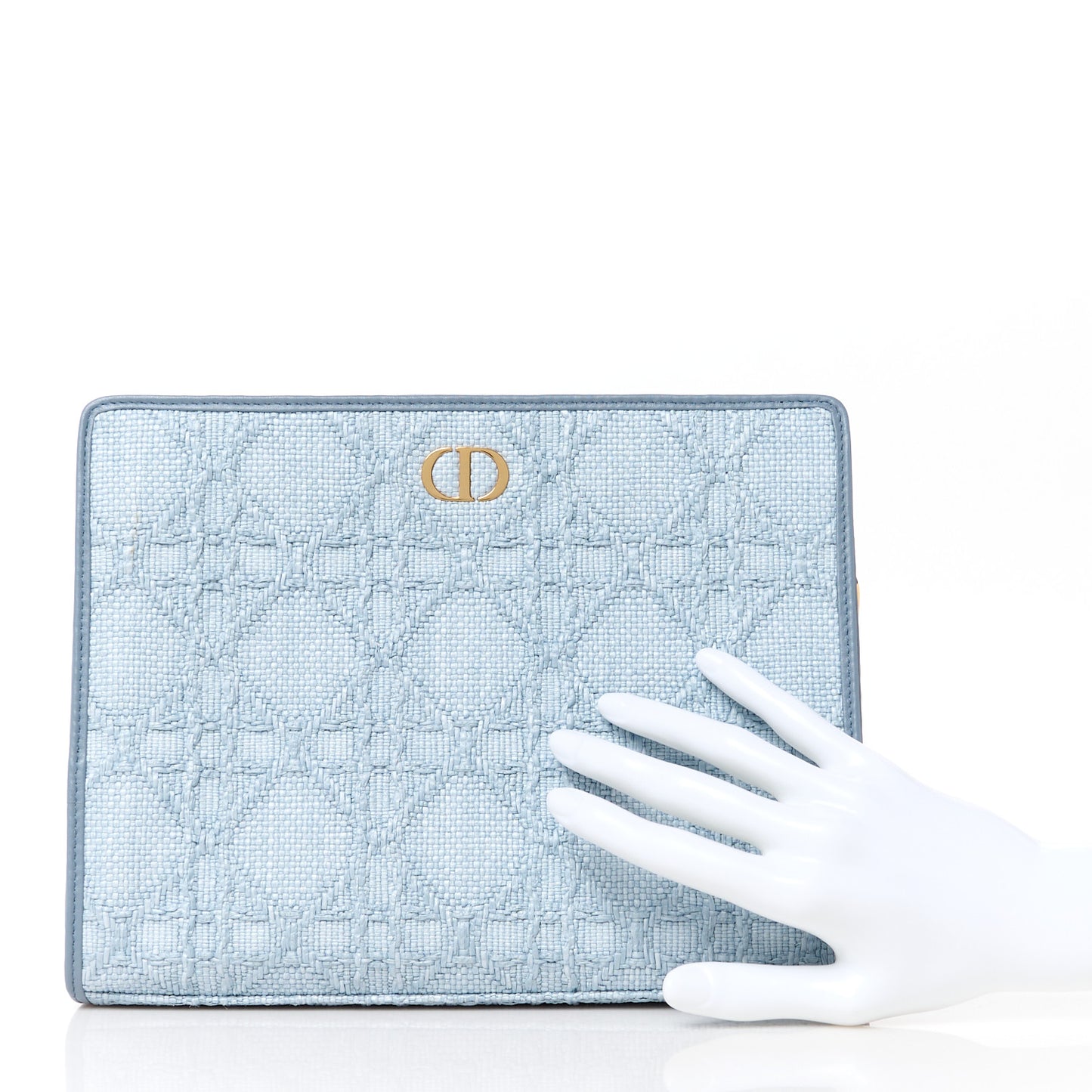 Raffia Cannage 30 Montaigne Dea Pouch Celestial Blue