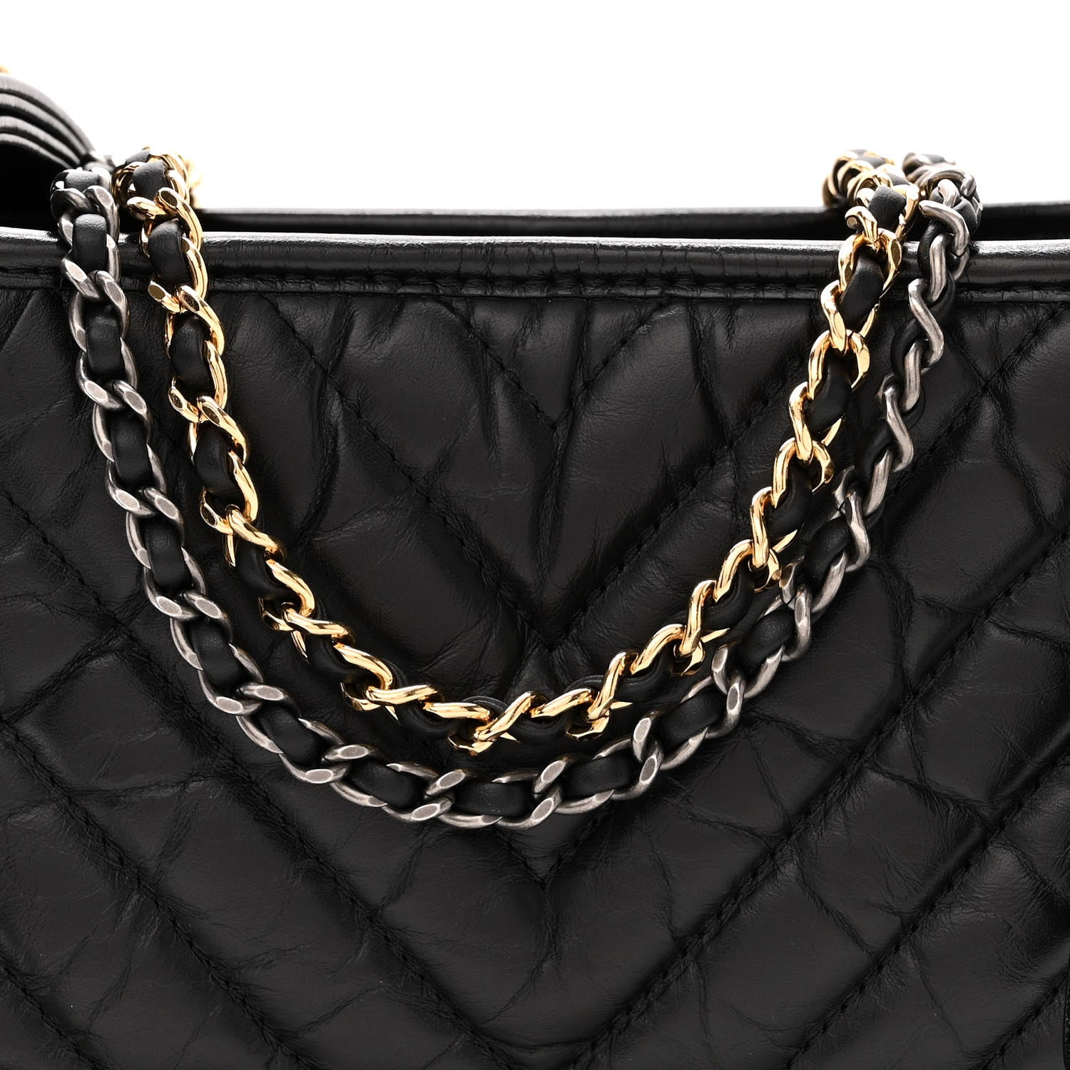 Chanel Aged Calfskin Chevron Quilted Small Gabrielle Hobo Black 7 of 11