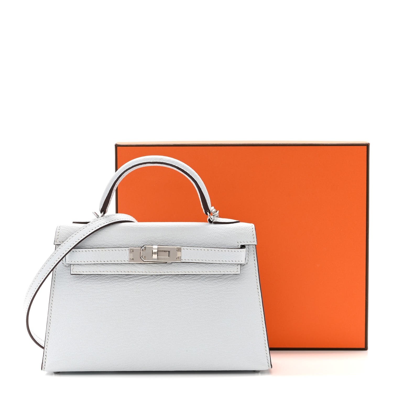 Hermes Chevre Mysore Mini Kelly Sellier 20 Bleu Brume 17 of 17