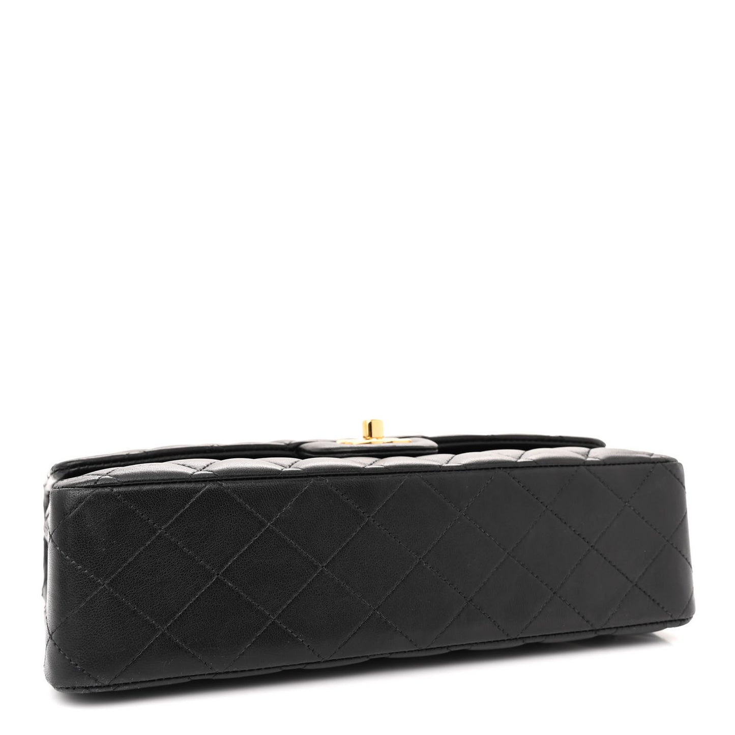 Lambskin Quilted Medium Double Flap Black
