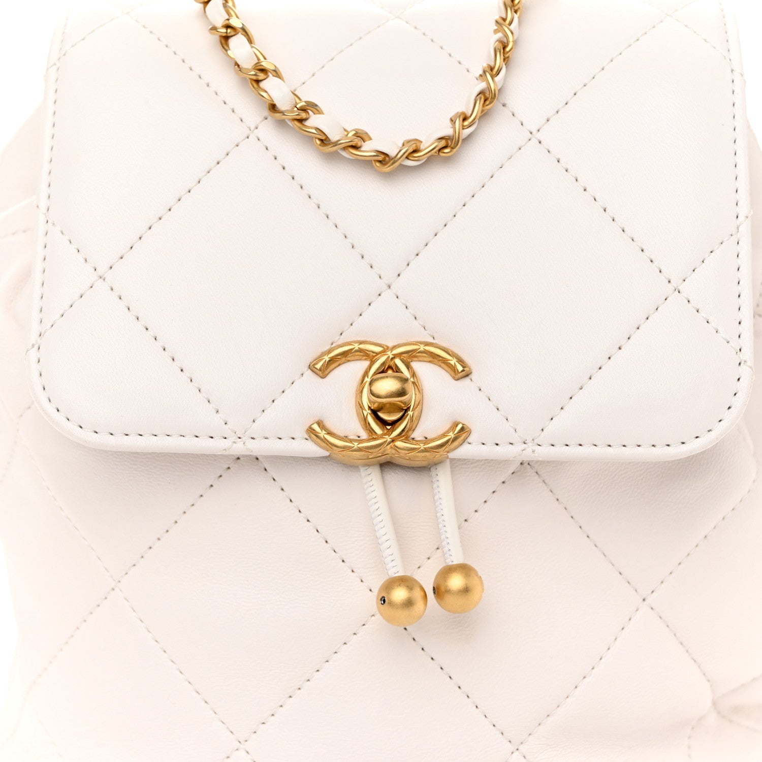 Chanel Lambskin Quilted Backpack White 8 of 10