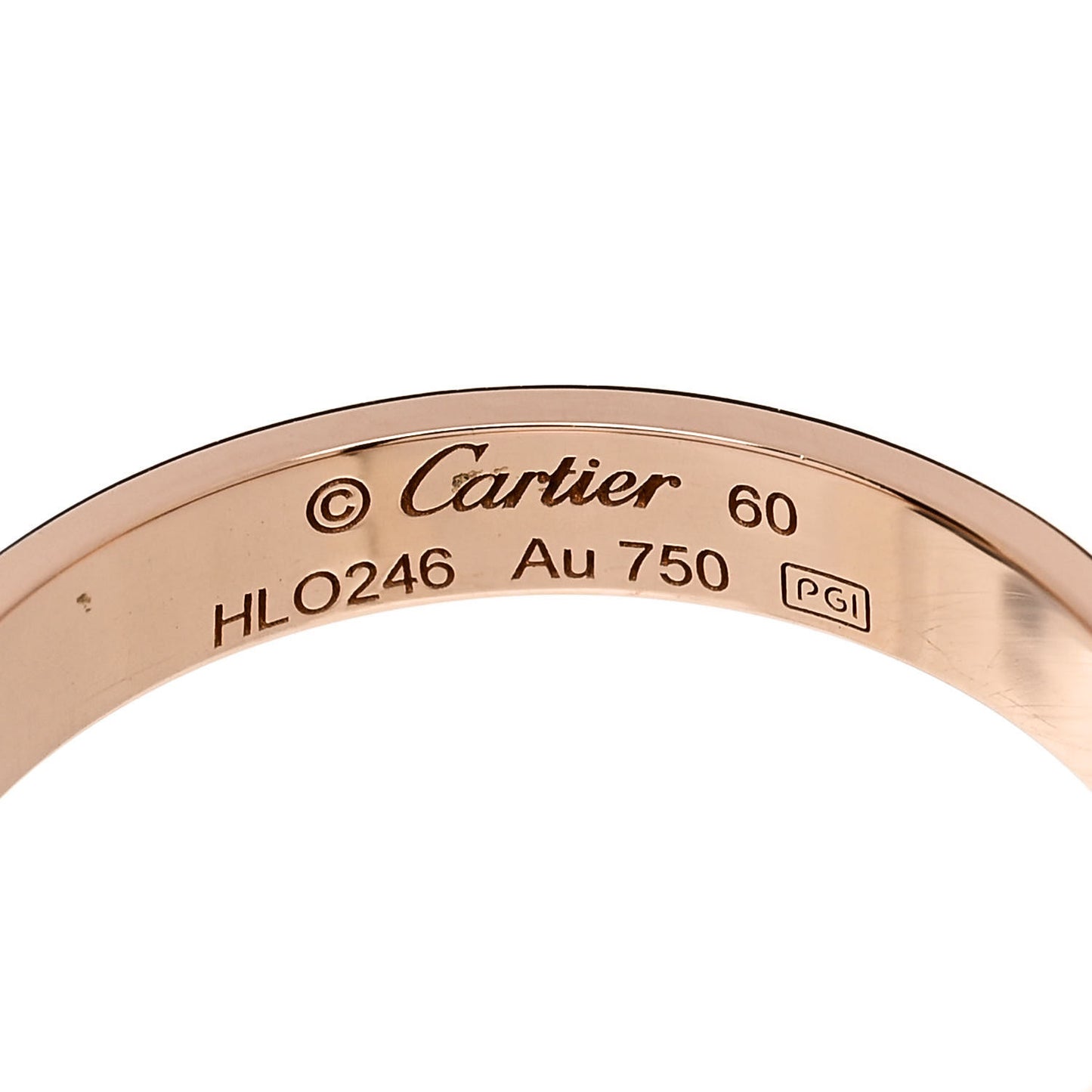 18K Pink Gold 3.5mm LOVE Wedding Band Ring 60 9