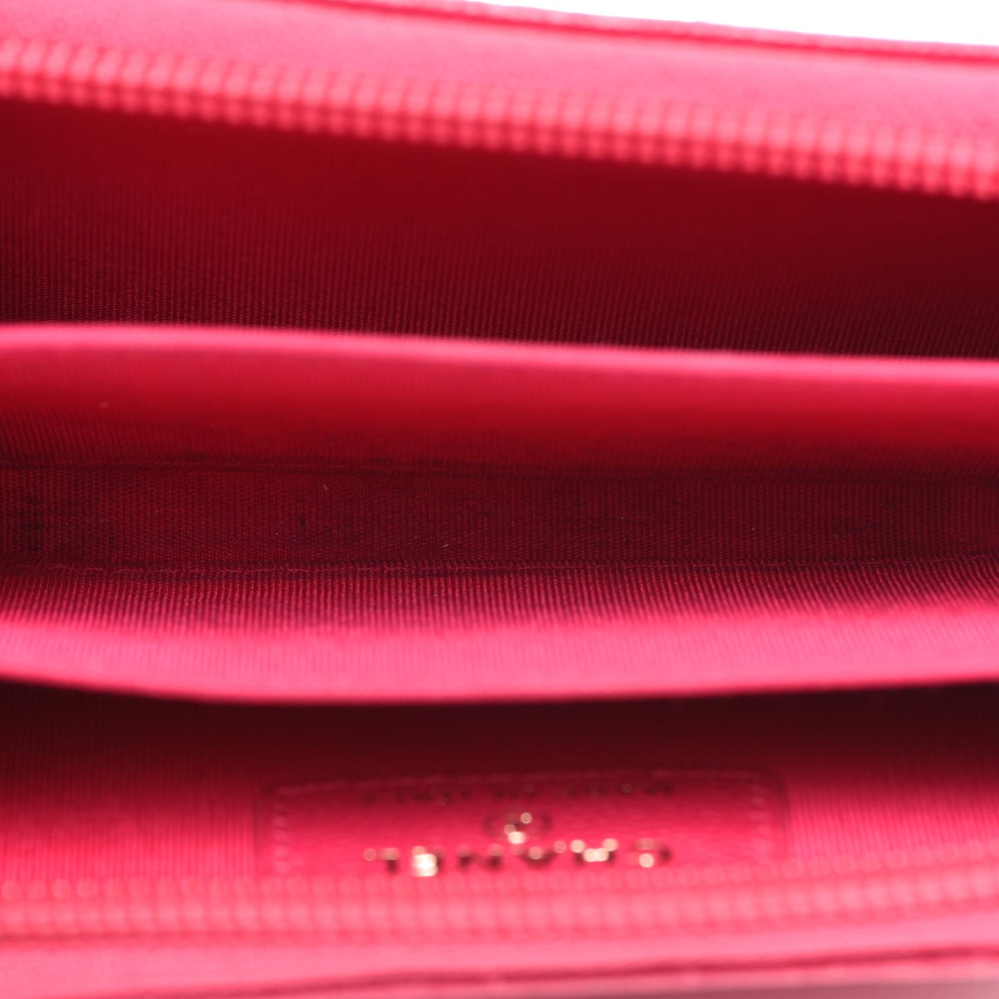 Caviar Quilted Boy Zip Around Coin Purse Wallet Fuchsia