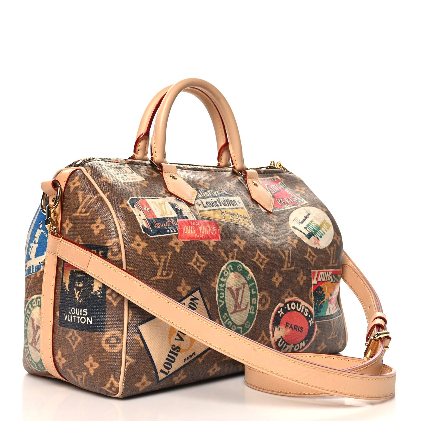 Monogram Hotel Labels Speedy Bandouliere 30