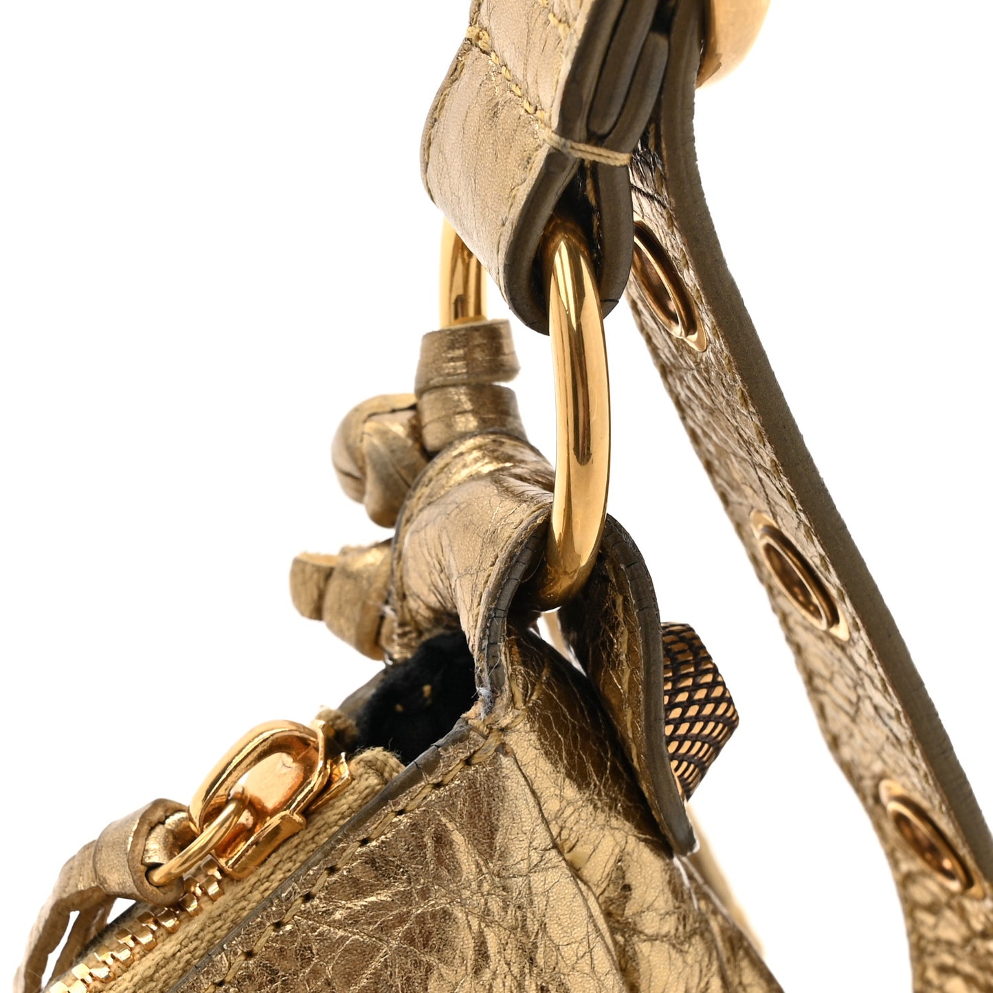 Metallic Agneau Arena Le Cagole Shoulder Bag XS Gold