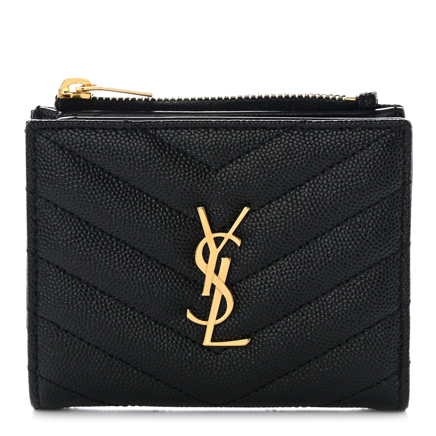 Grain De Poudre Matelasse Chevron Monogram Zipped Card Case Black