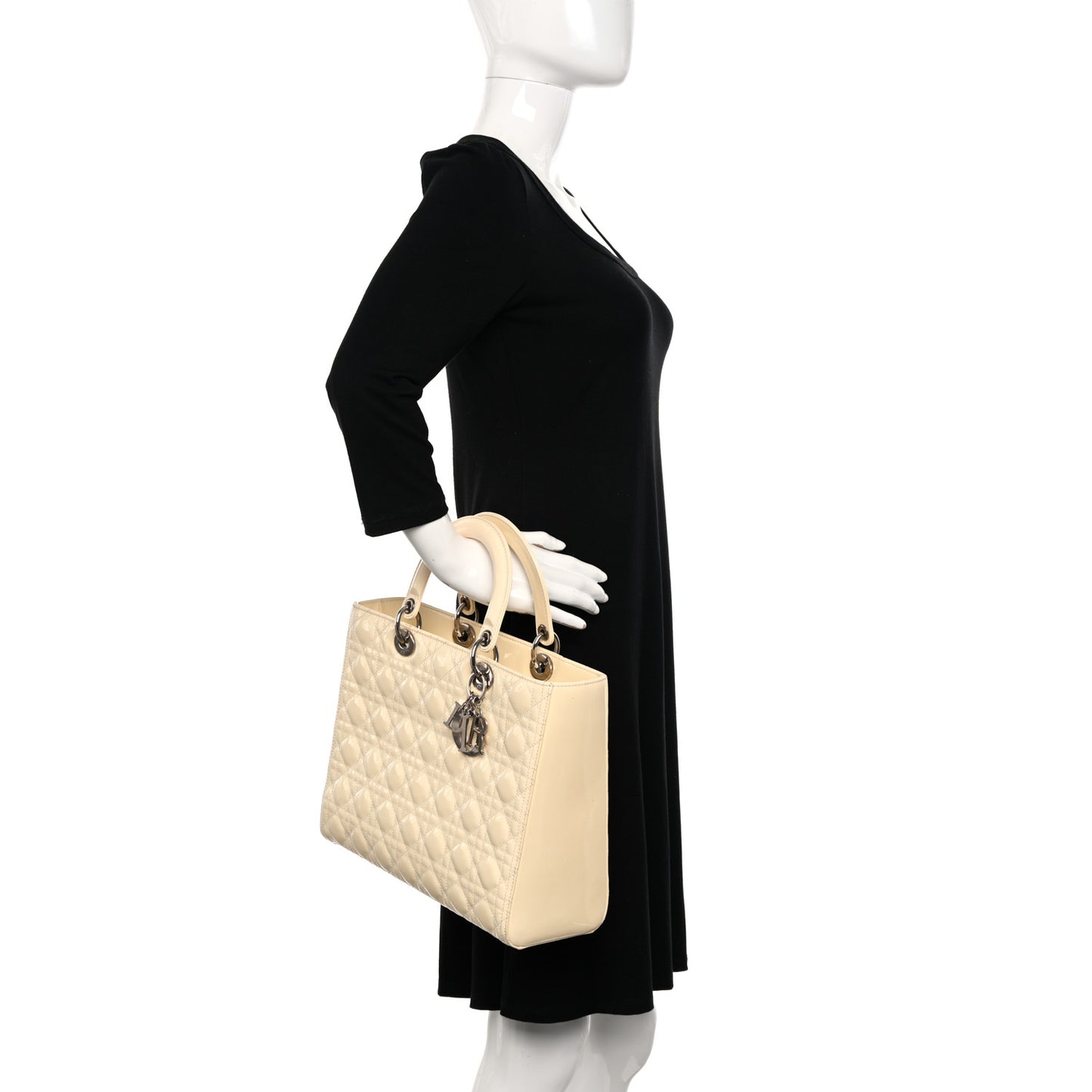 Patent Cannage Large Lady Dior White