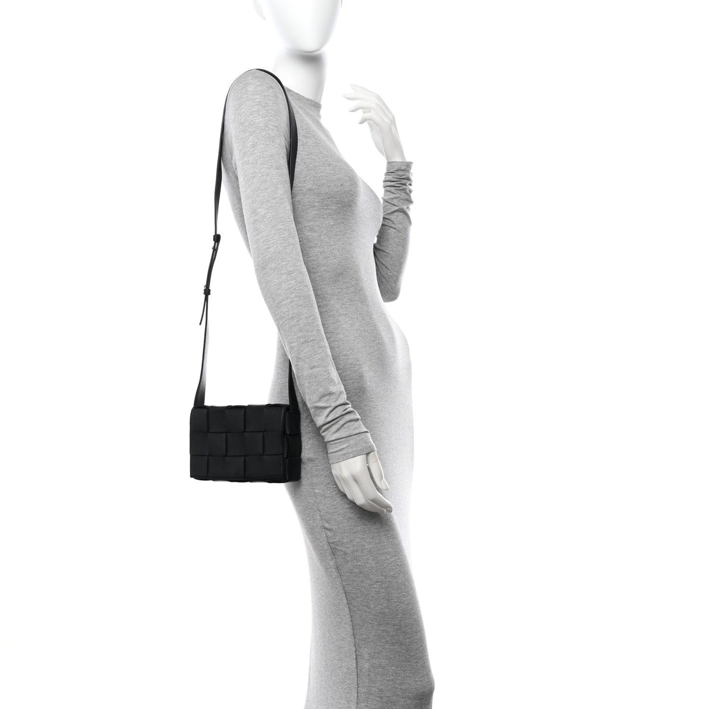 Lambskin Maxi Intrecciato Cassette Crossbody Bag Black
