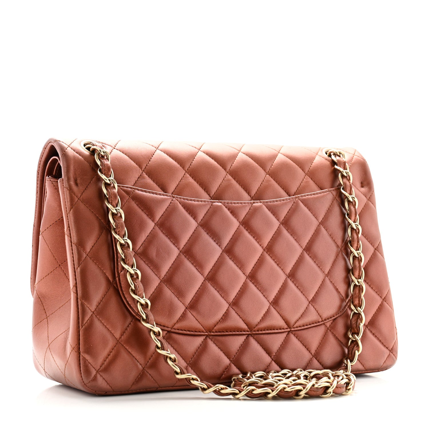 Chanel Metallic Lambskin Quilted Jumbo Double Flap Copper 3 of 13