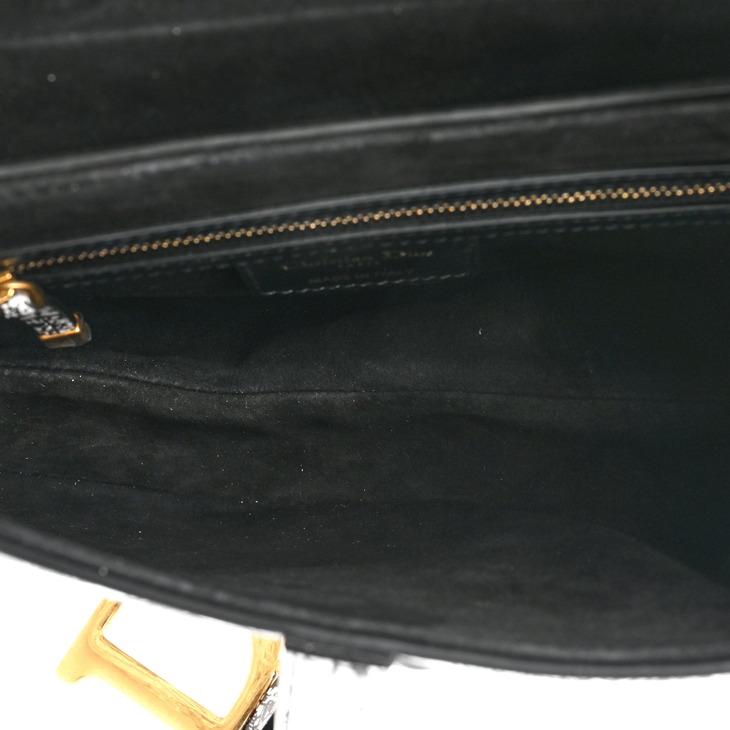 Calfskin Plan De Paris Printed Saddle Bag With Strap White Black