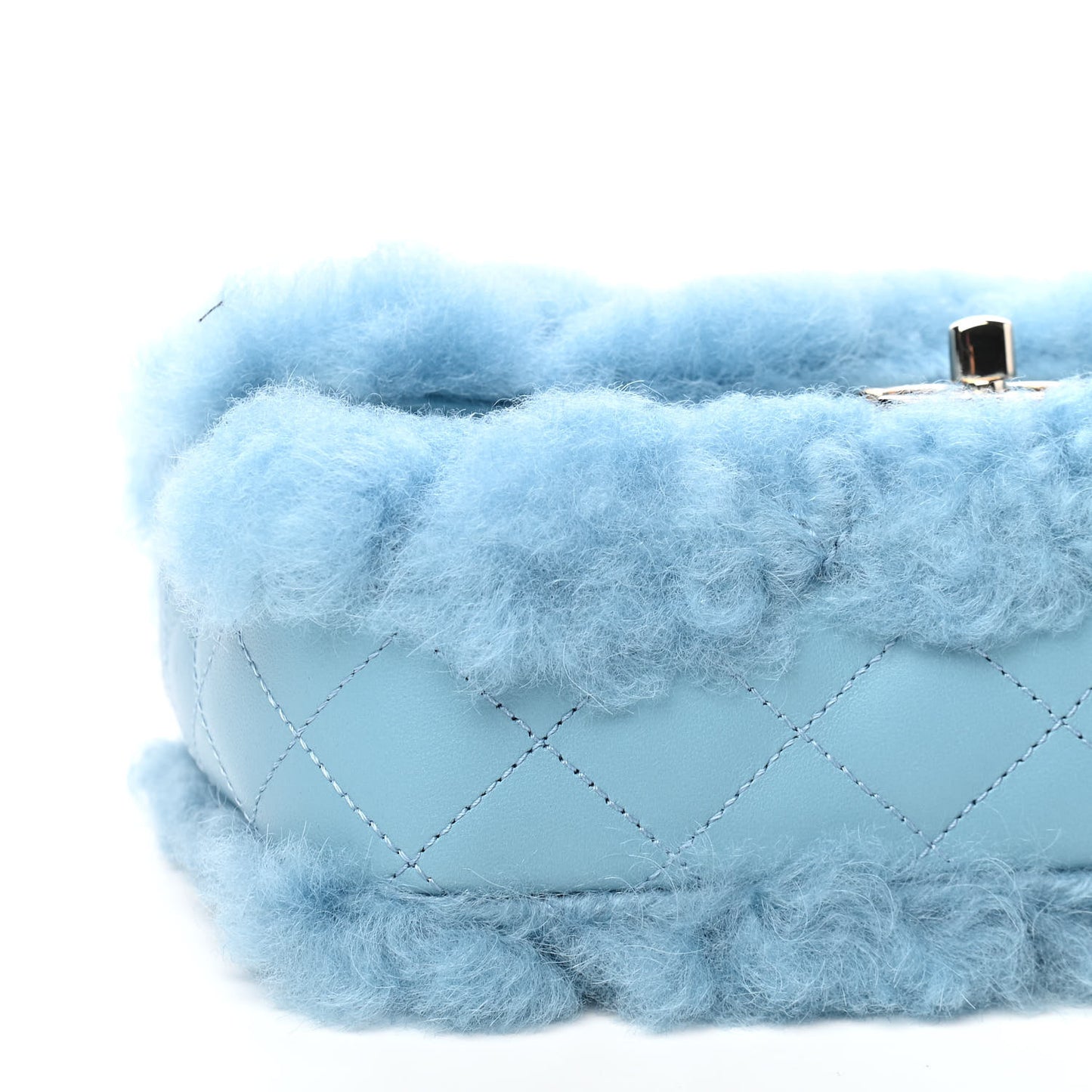 Shearling Lambskin Quilted Flap Blue