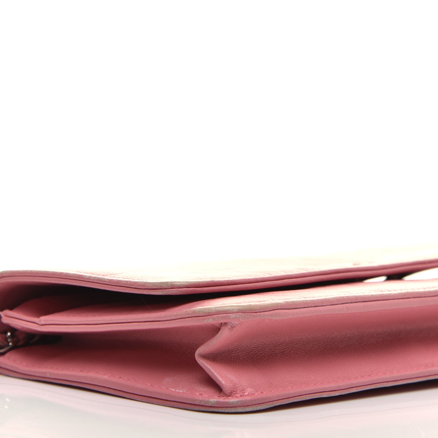 Lambskin Camellia Embossed Wallet On Chain WOC Pink