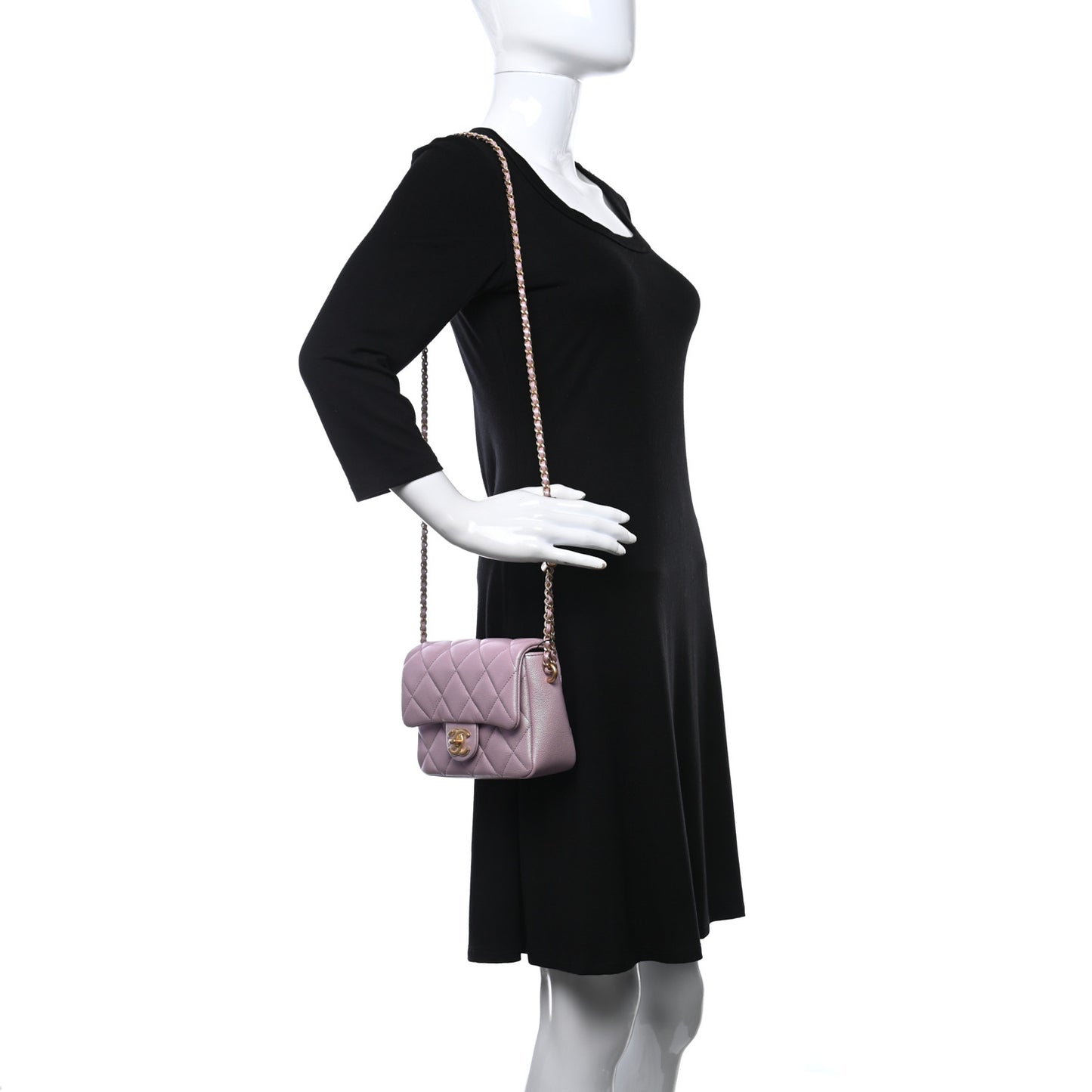 Iridescent Caviar Quilted Mini My Perfect Flap Pink