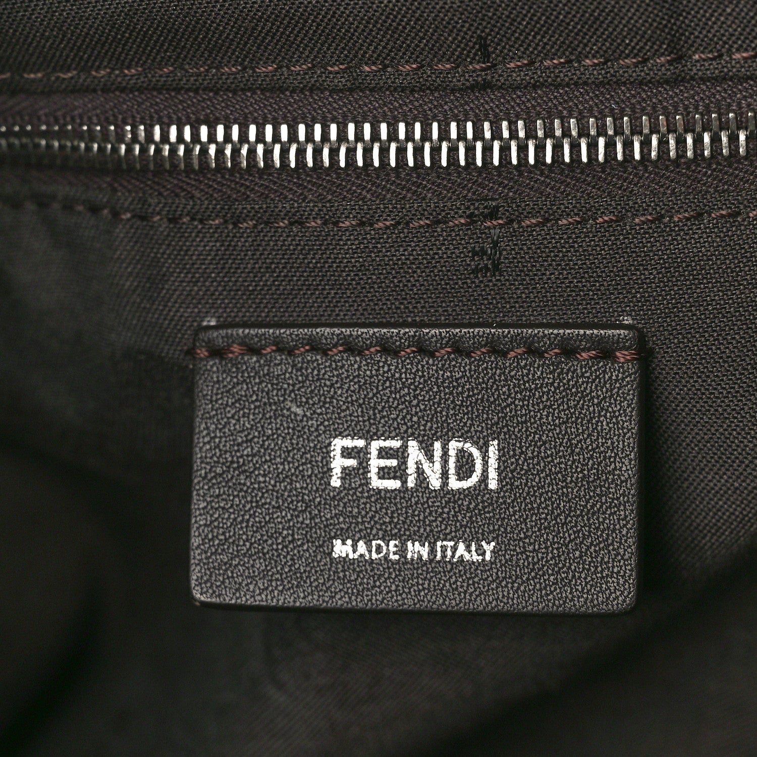 Fendi Glazed Fabric Vitello Century FF 1974 Stamp Patch Shopping Tote Mogano Panna Black 6 of 10