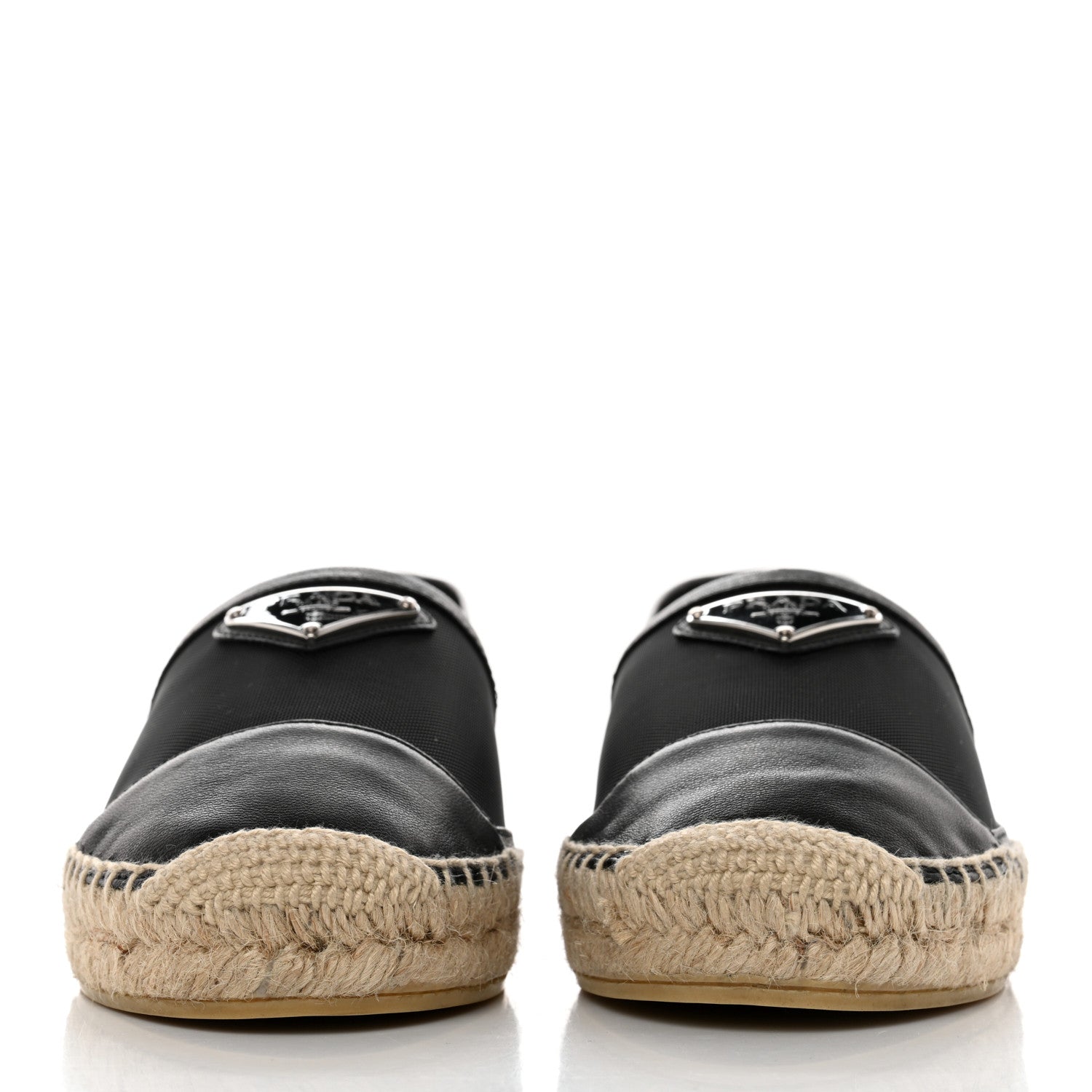 Prada Rete Nappa Metal Triangle Logo 20mm Espadrilles 36 Black 2 of 8